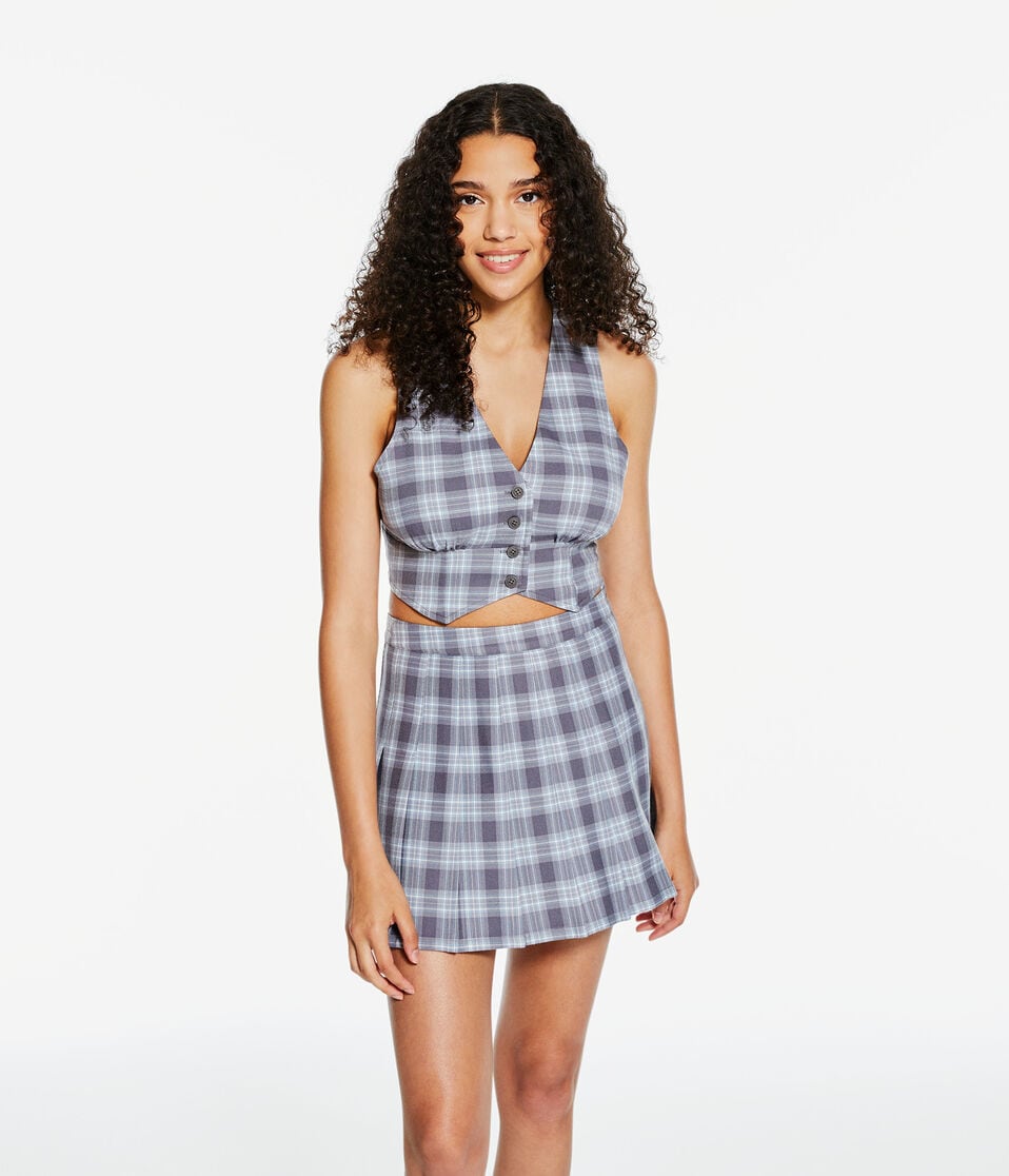 Plaid Cropped Vest