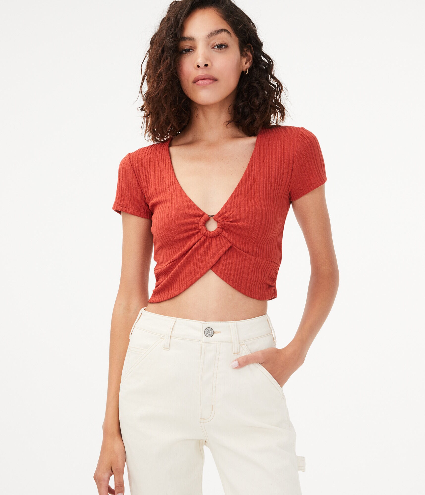 Ribbed ORing Crop Top