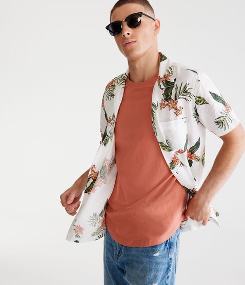 Tropical Print Camp Shirt