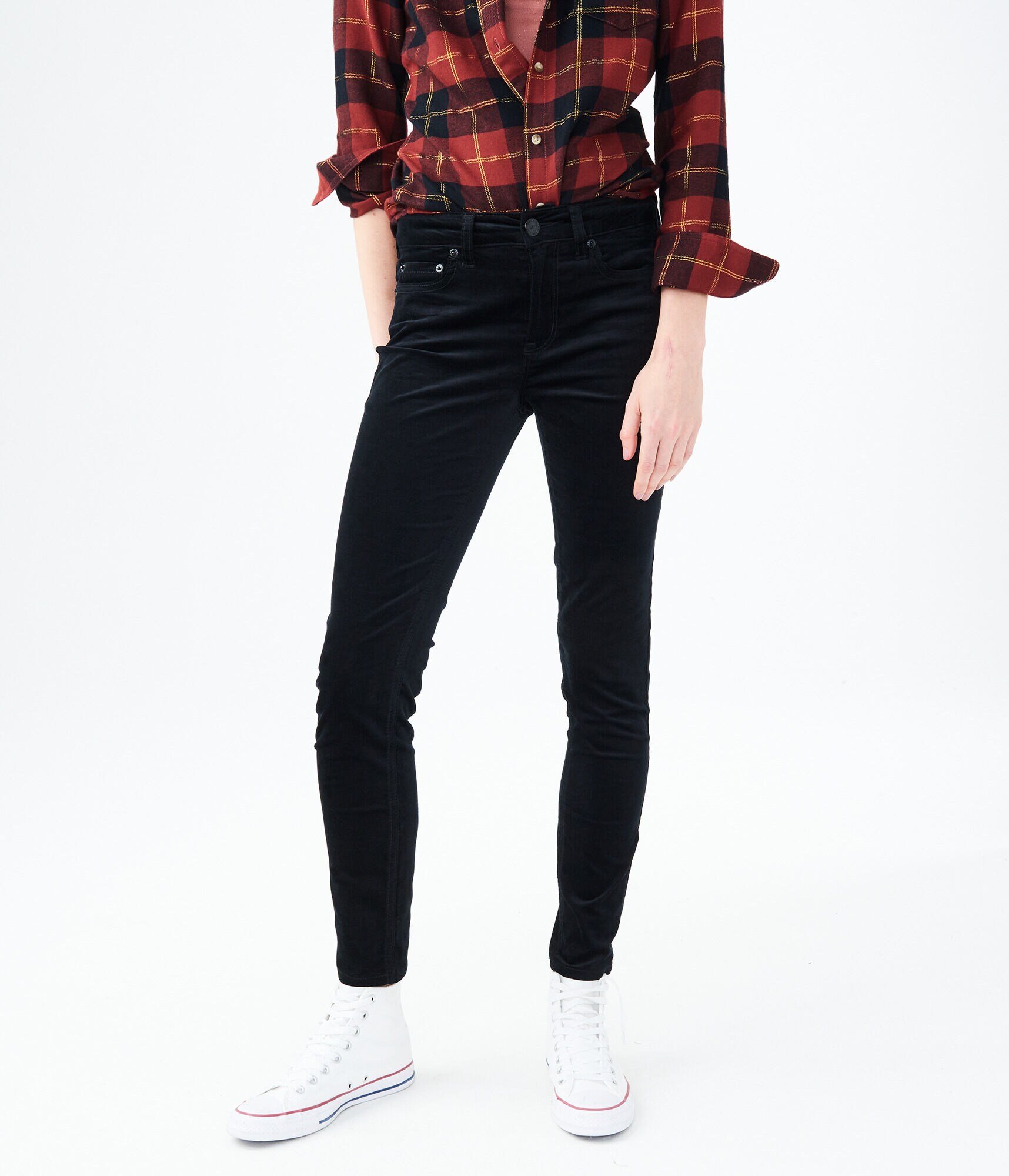 High-Waisted Skinny Kick Flare Velvet Pants