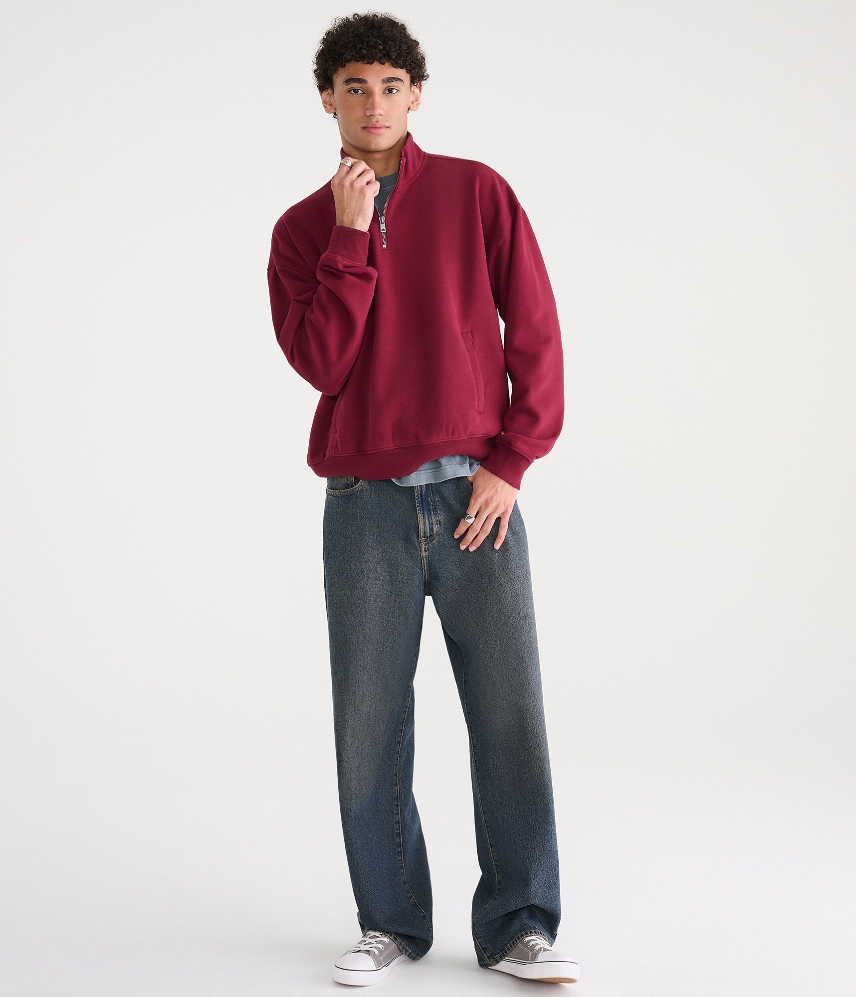 Cloud Soft Boxy Quarter-Zip Sweatshirt