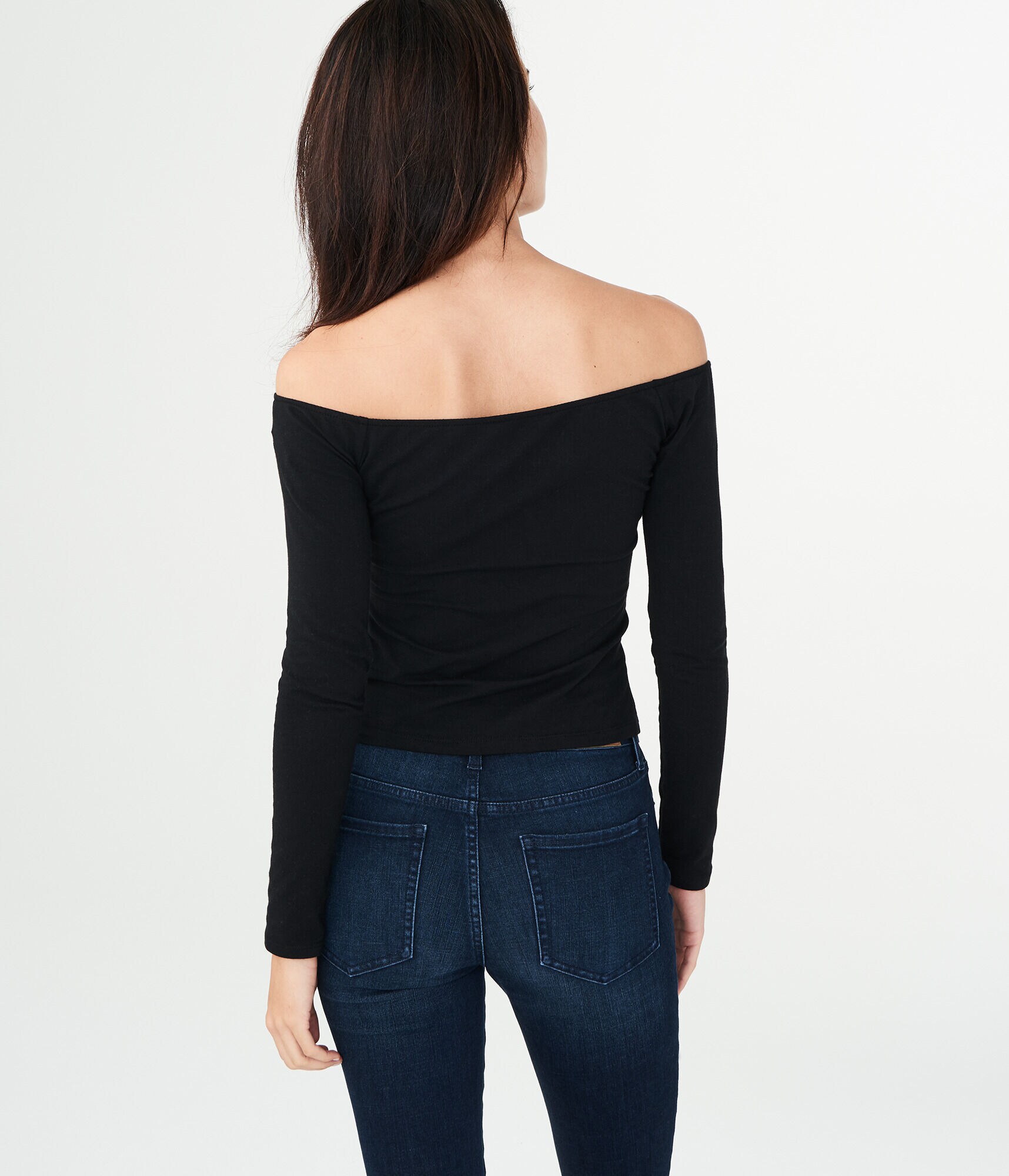 Long Sleeve Off-The-Shoulder Lace-Up Bodycon Top