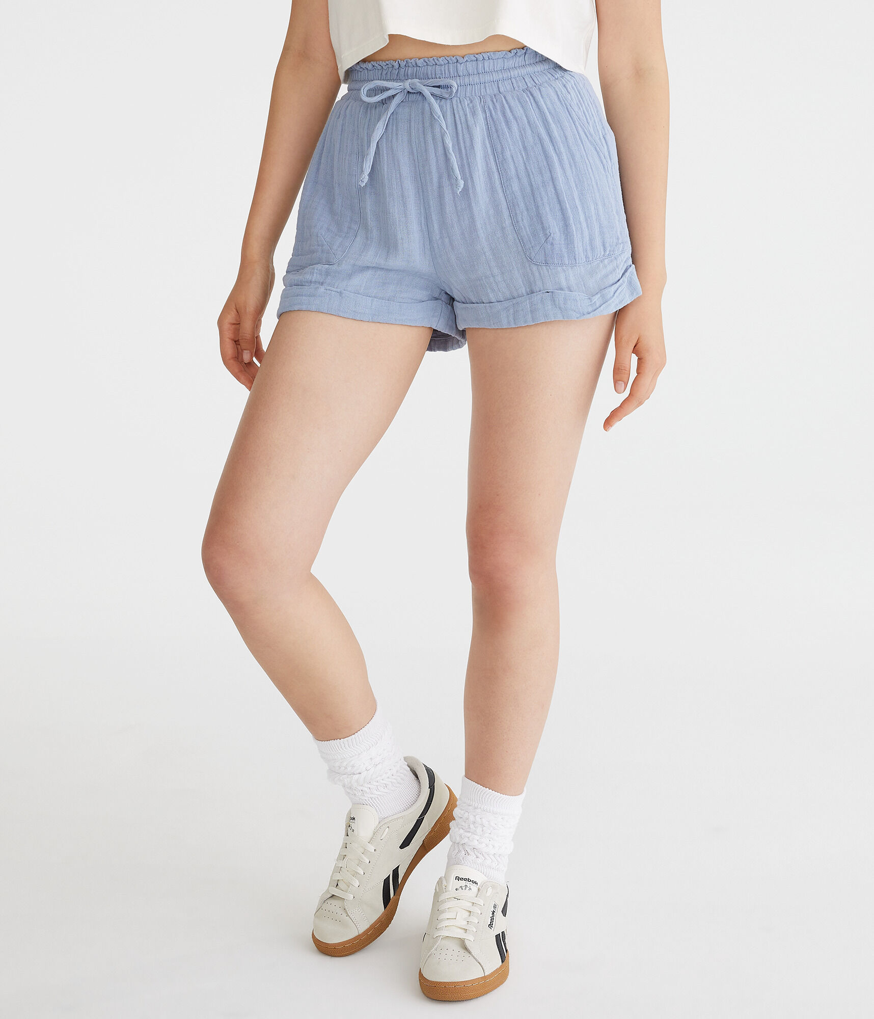 High-Rise Gauze Shorts