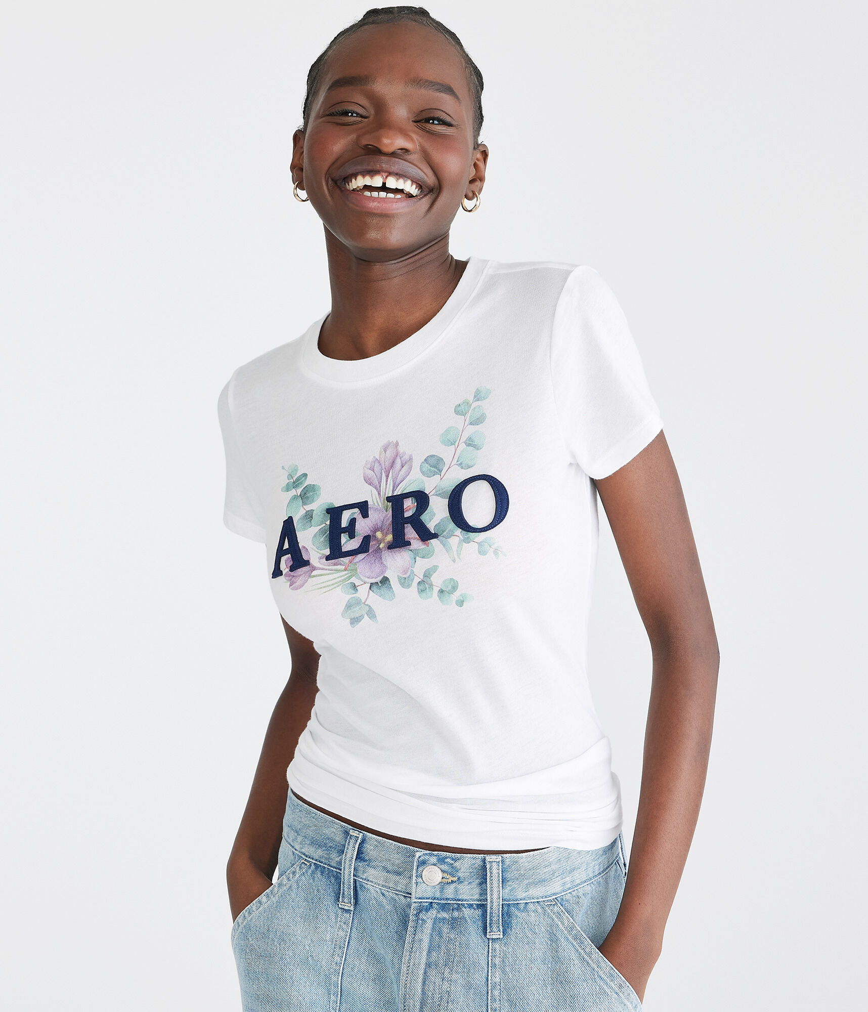 Aero Floral Appliqu&eacute; Graphic Tee