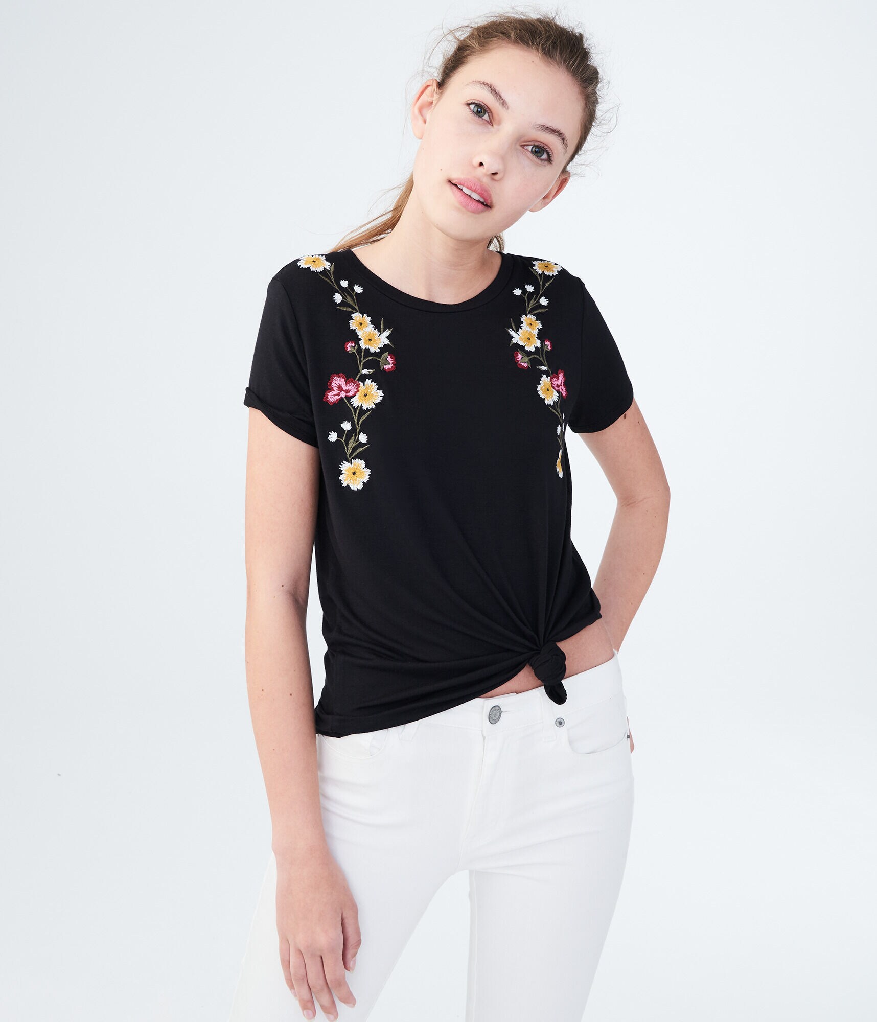 Seriously Soft Floral Embroidered Graphic Tee