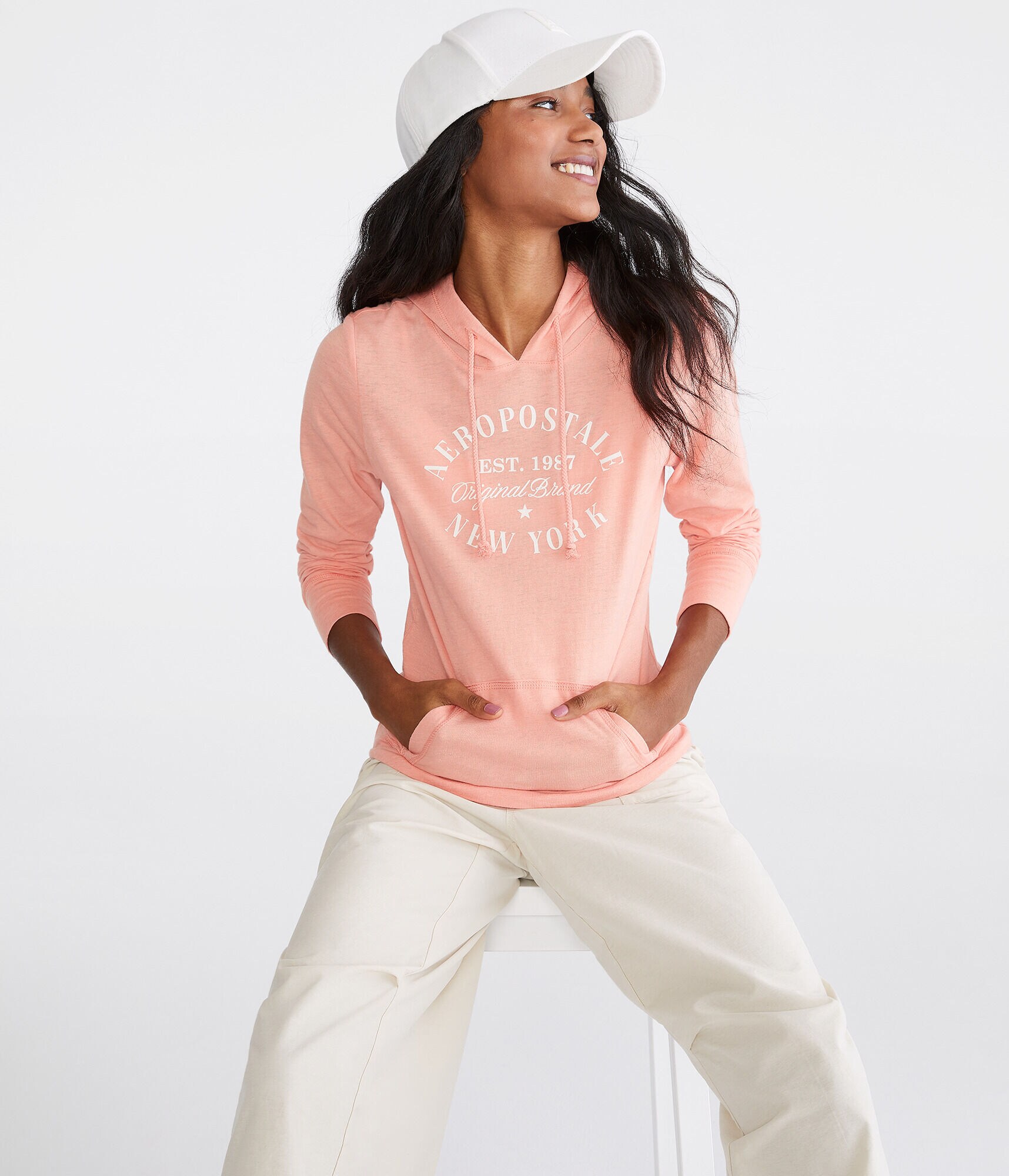 Long Sleeve New York Logo Hooded Graphic Tee