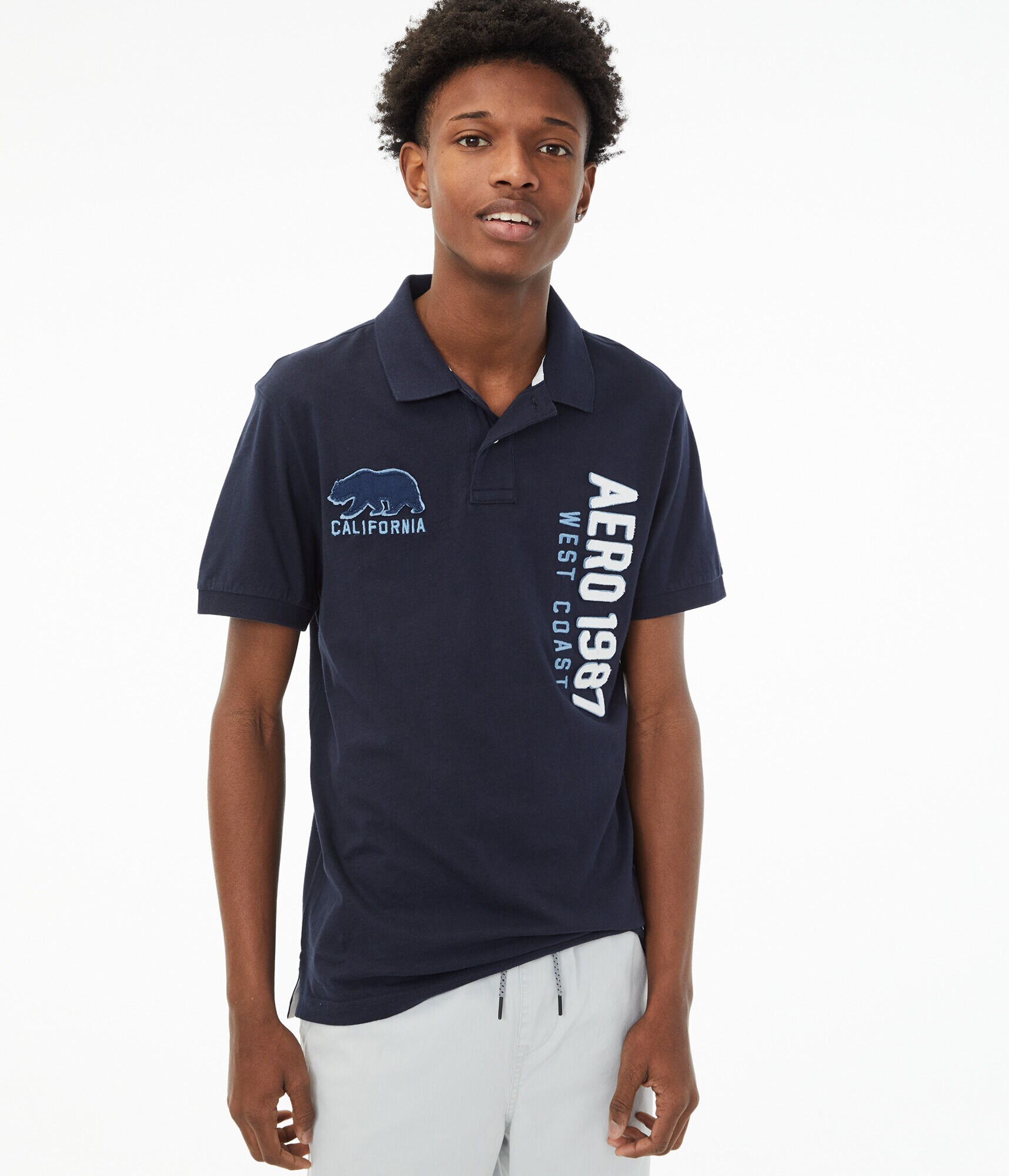 Vertical Aero Bear Graphic Jersey Polo