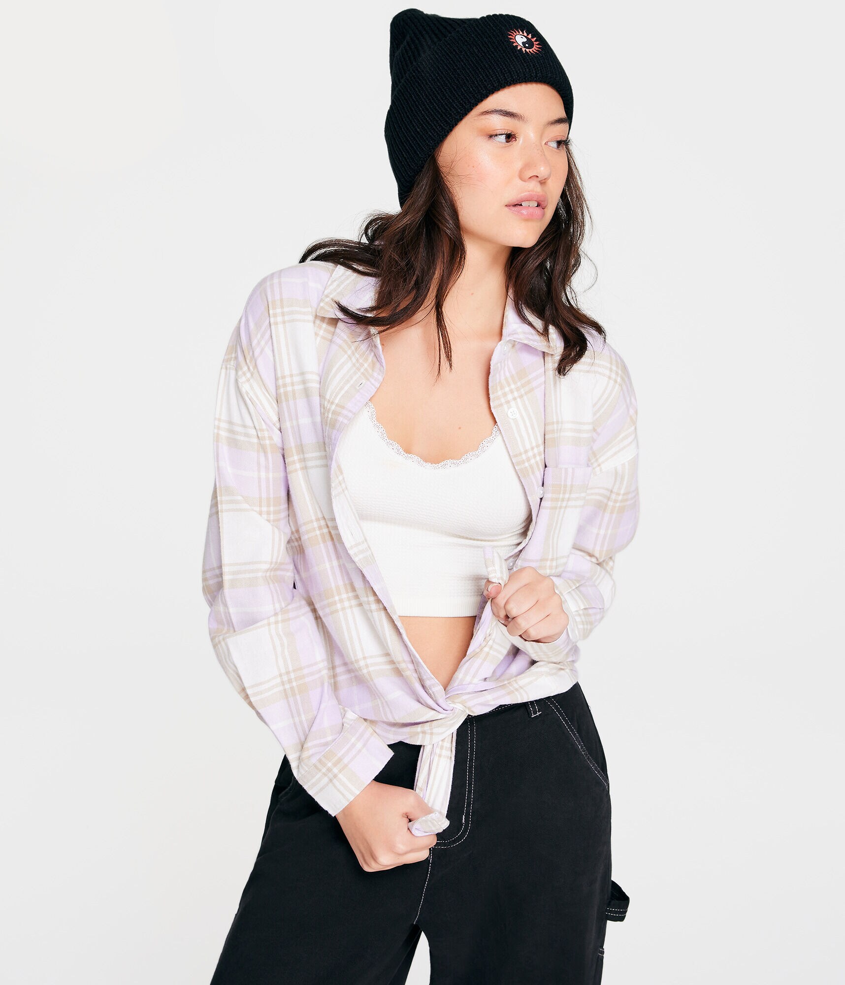 Long Sleeve Oversized Plaid Flannel Shirt