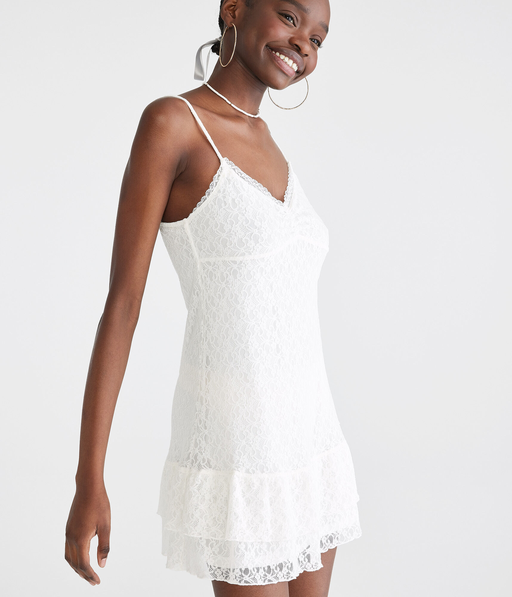 Solid V-Neck Lace Sheath Dress