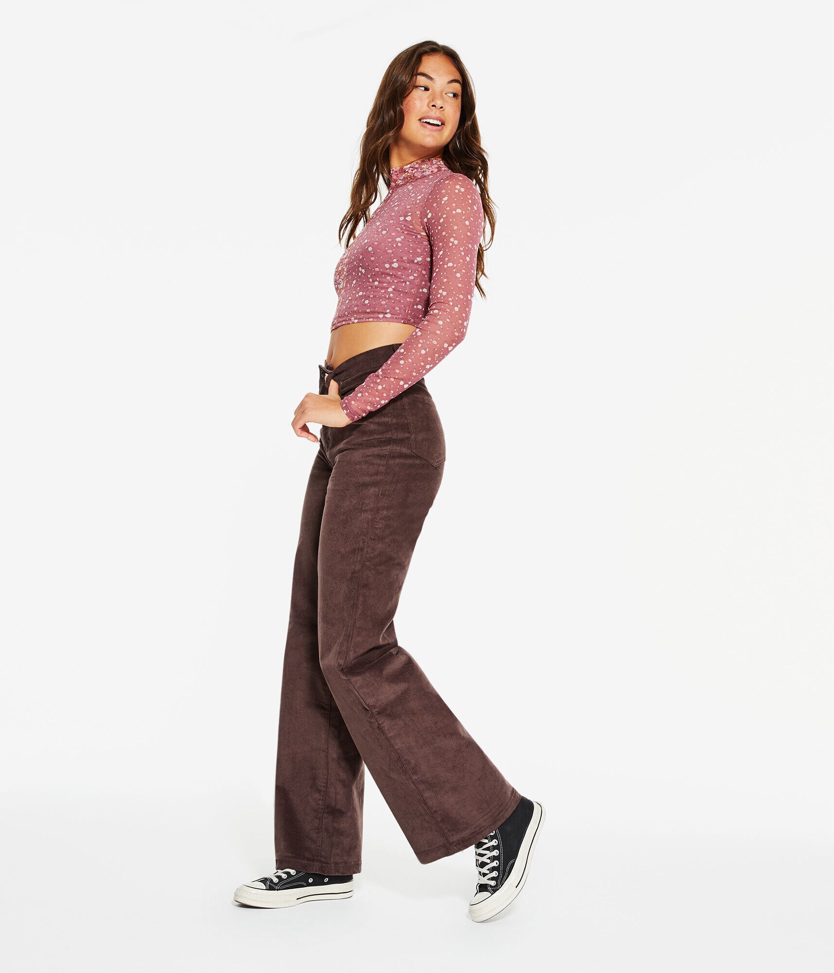 High-Rise Wide Leg Corduroy Pants