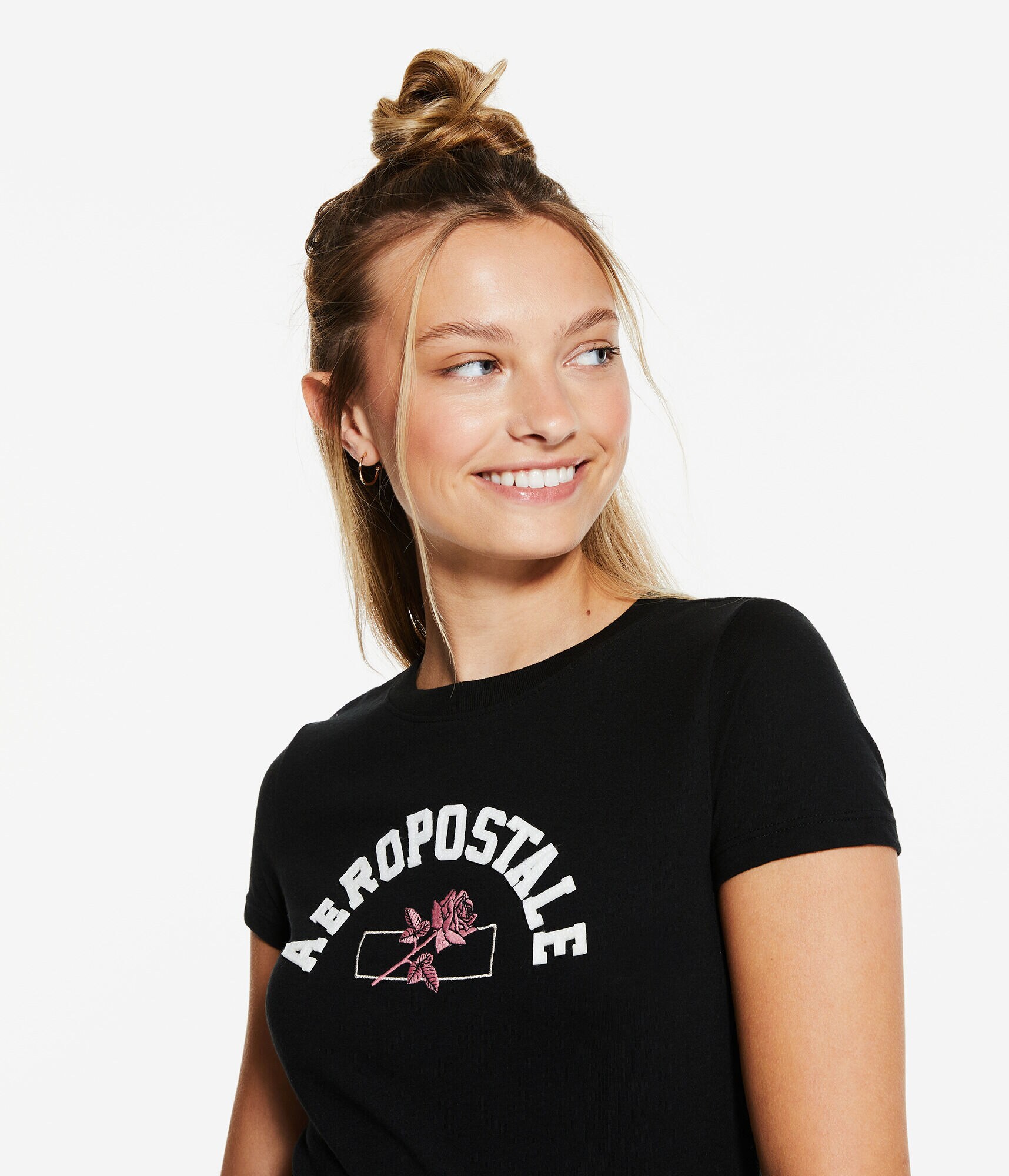 Aeropostale Arch Rose Appliqu&eacute; Graphic Tee