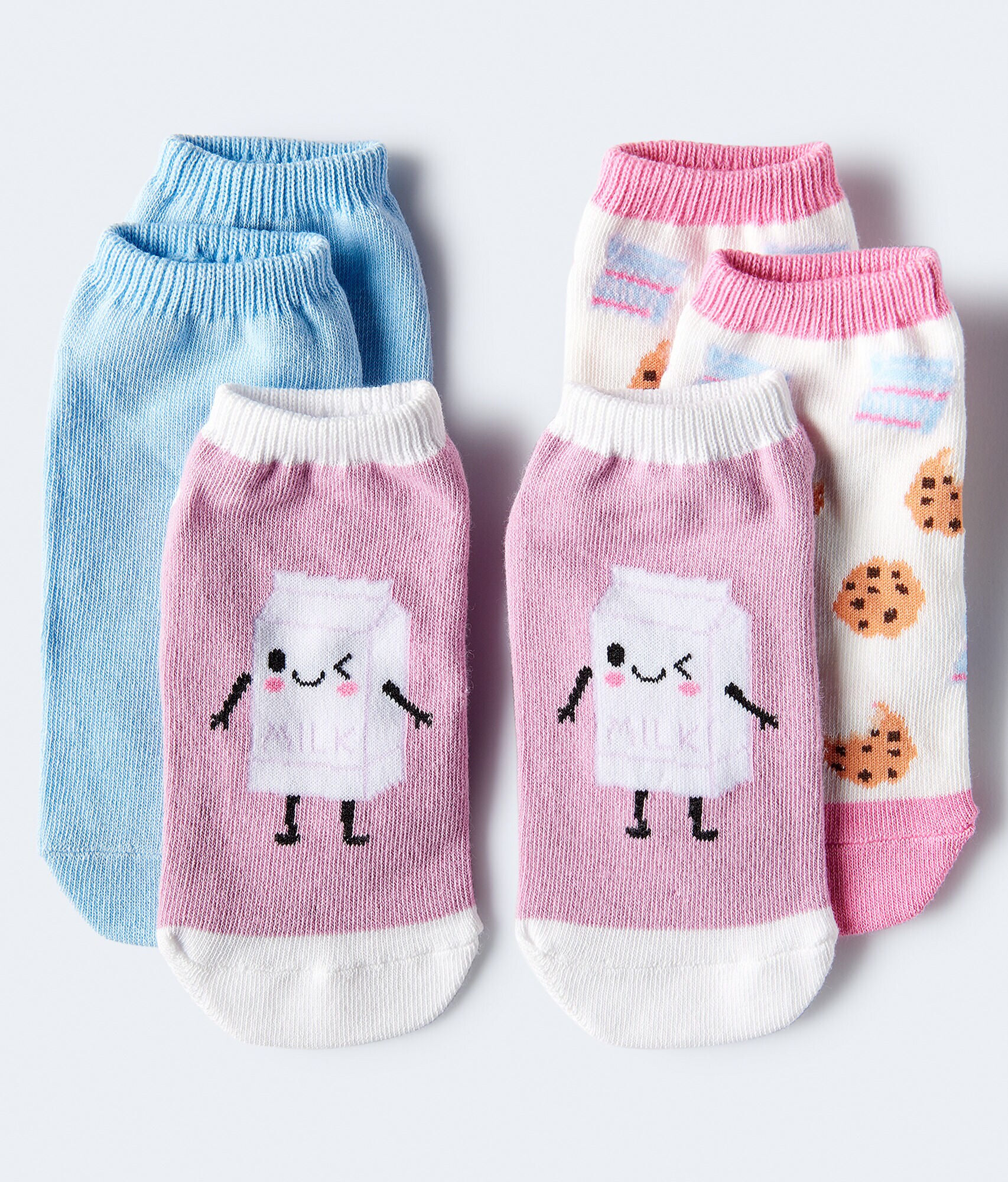 3-Pack Milk, Cookies &amp; Solid Ankle Socks