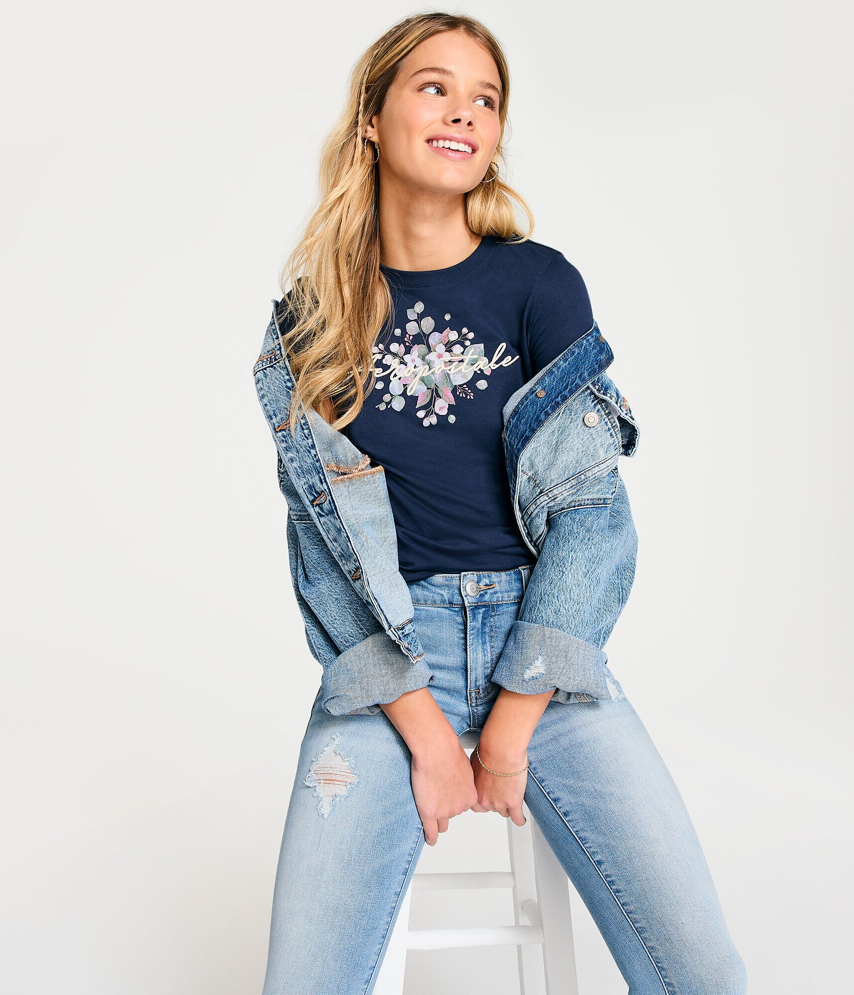 Aeropostale Watercolor Floral Graphic Tee