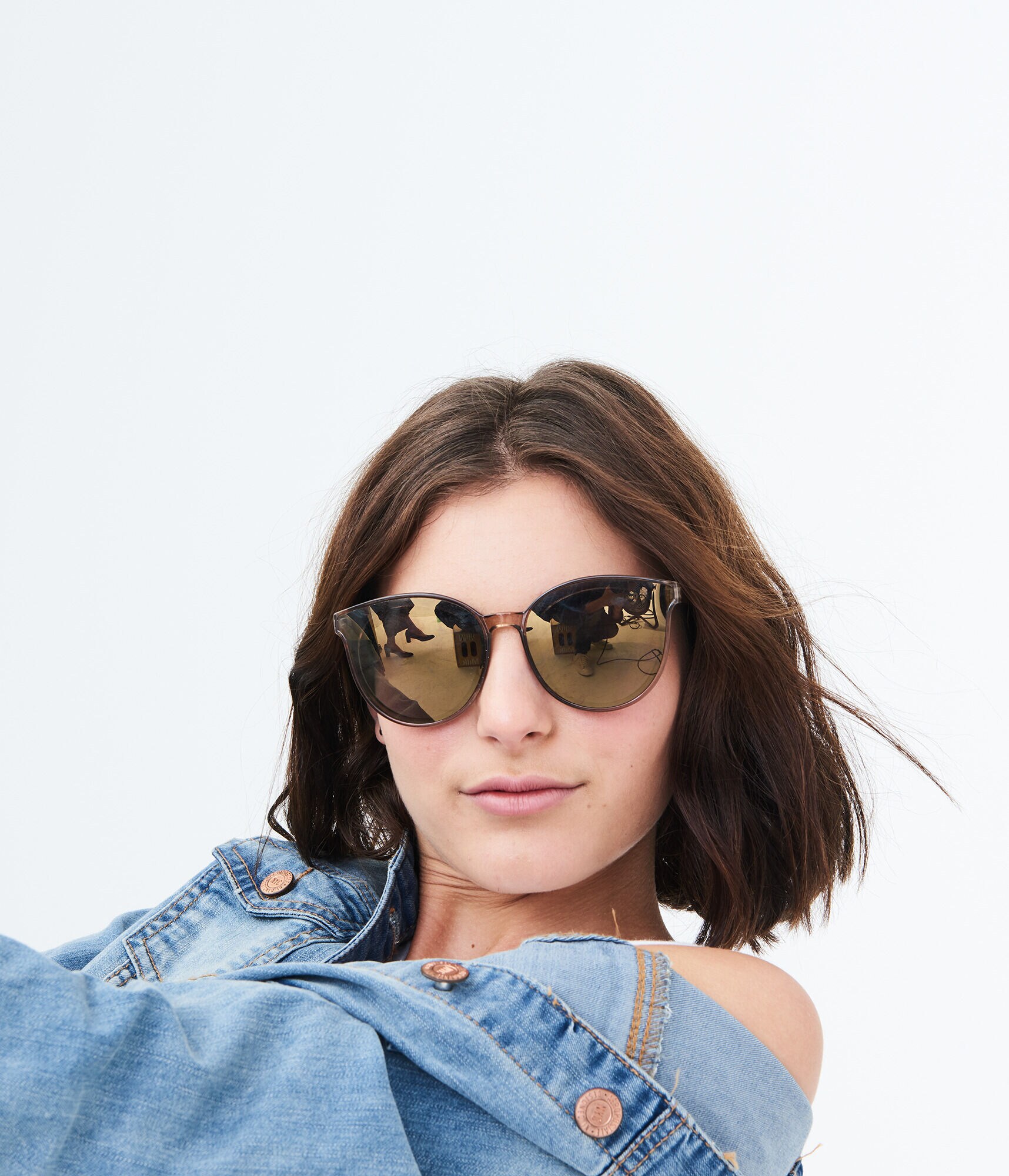 Mirrored Flat-Lens Sunglasses