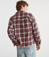 Long Sleeve Plaid Boxy Flannel Shirt