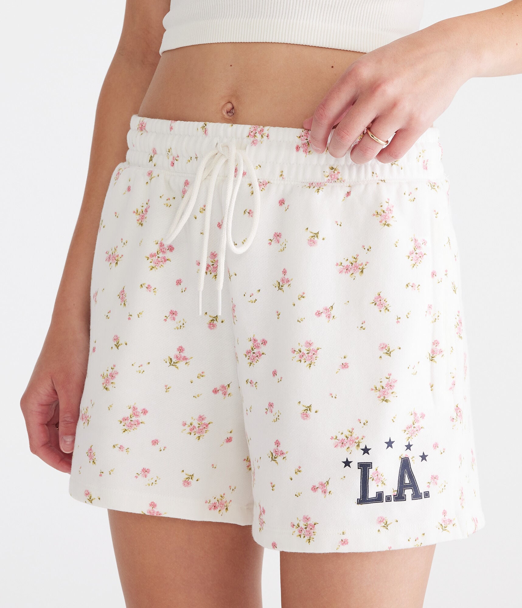 LA Floral Fleece Slouchy Shorts