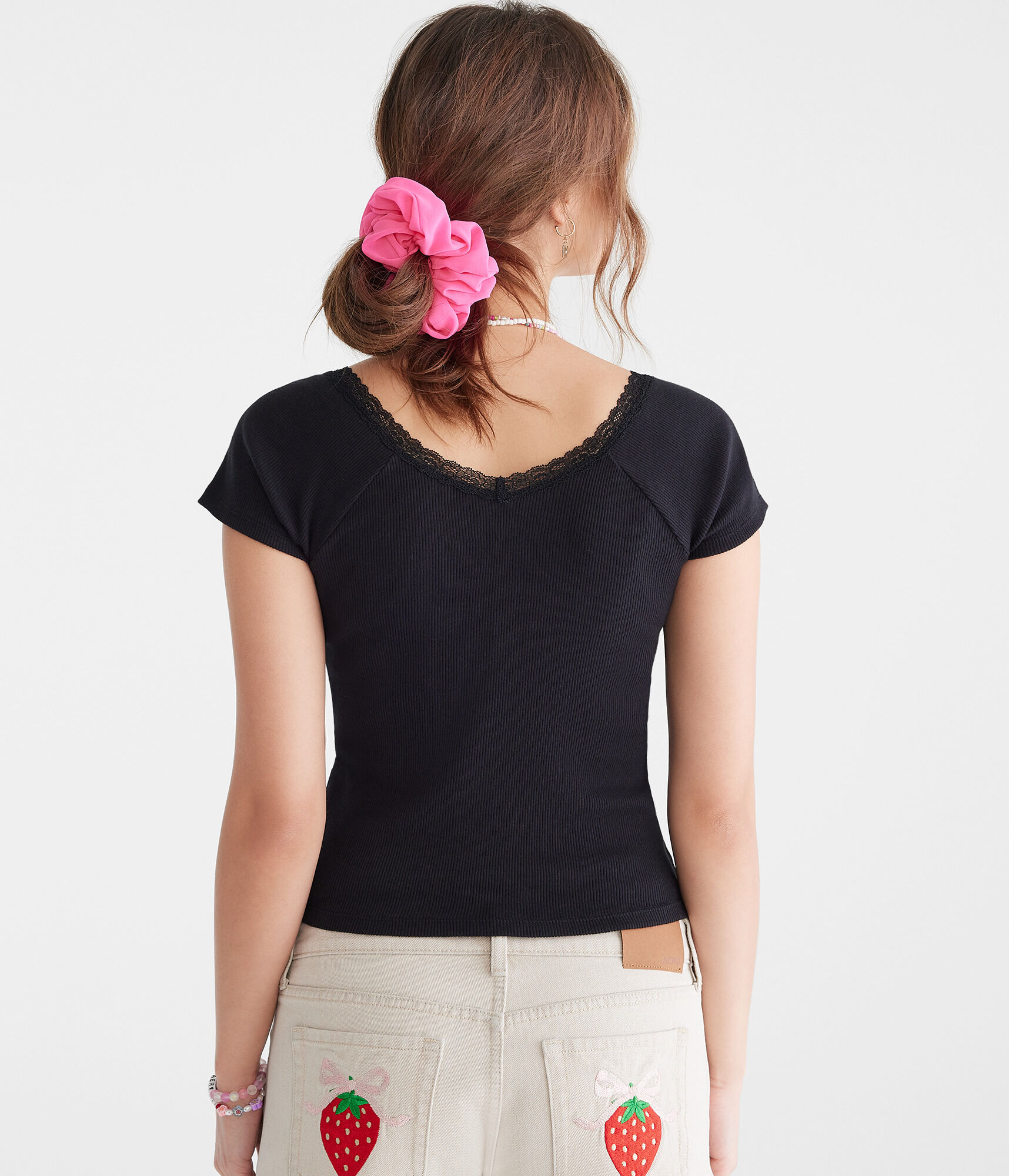 Seriously Soft Lace-Trim Shrunken Tee