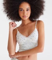 Floral Crossover Lace Cropped Cami