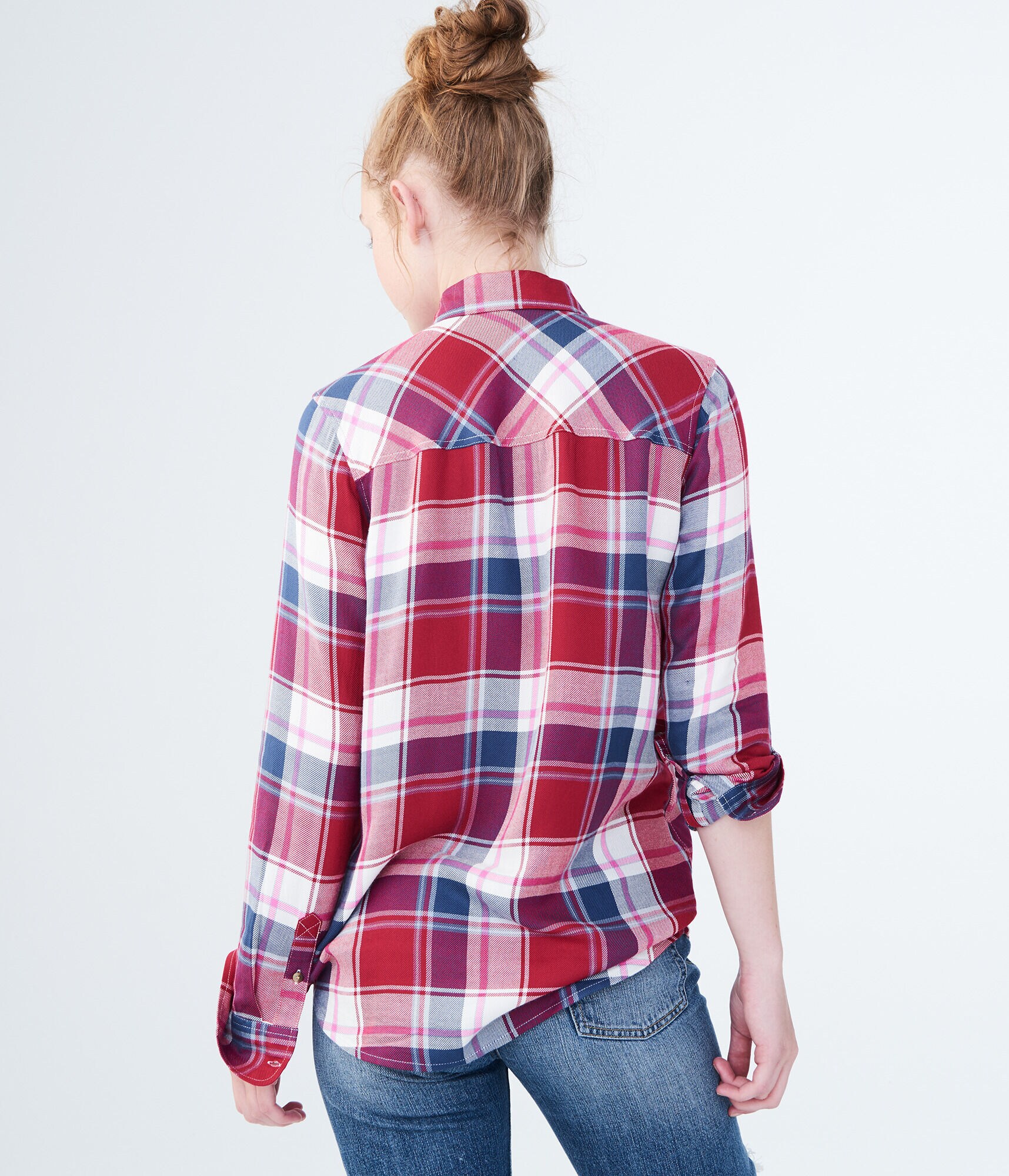 Long Sleeve Plaid Woven Shirt