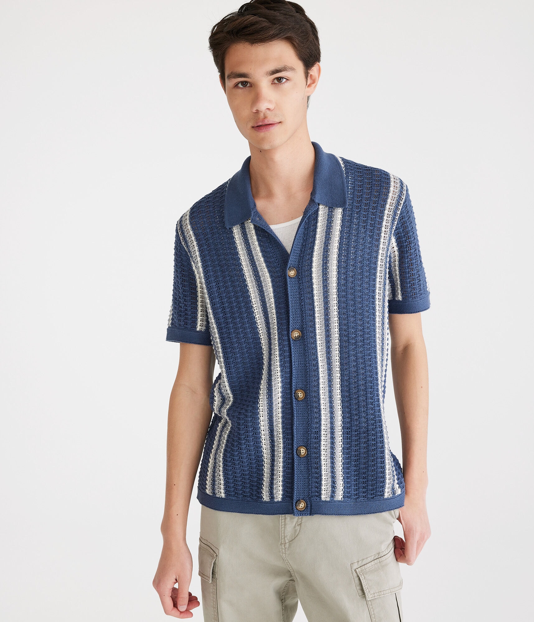 Vertical Stripe Crocheted Shirt