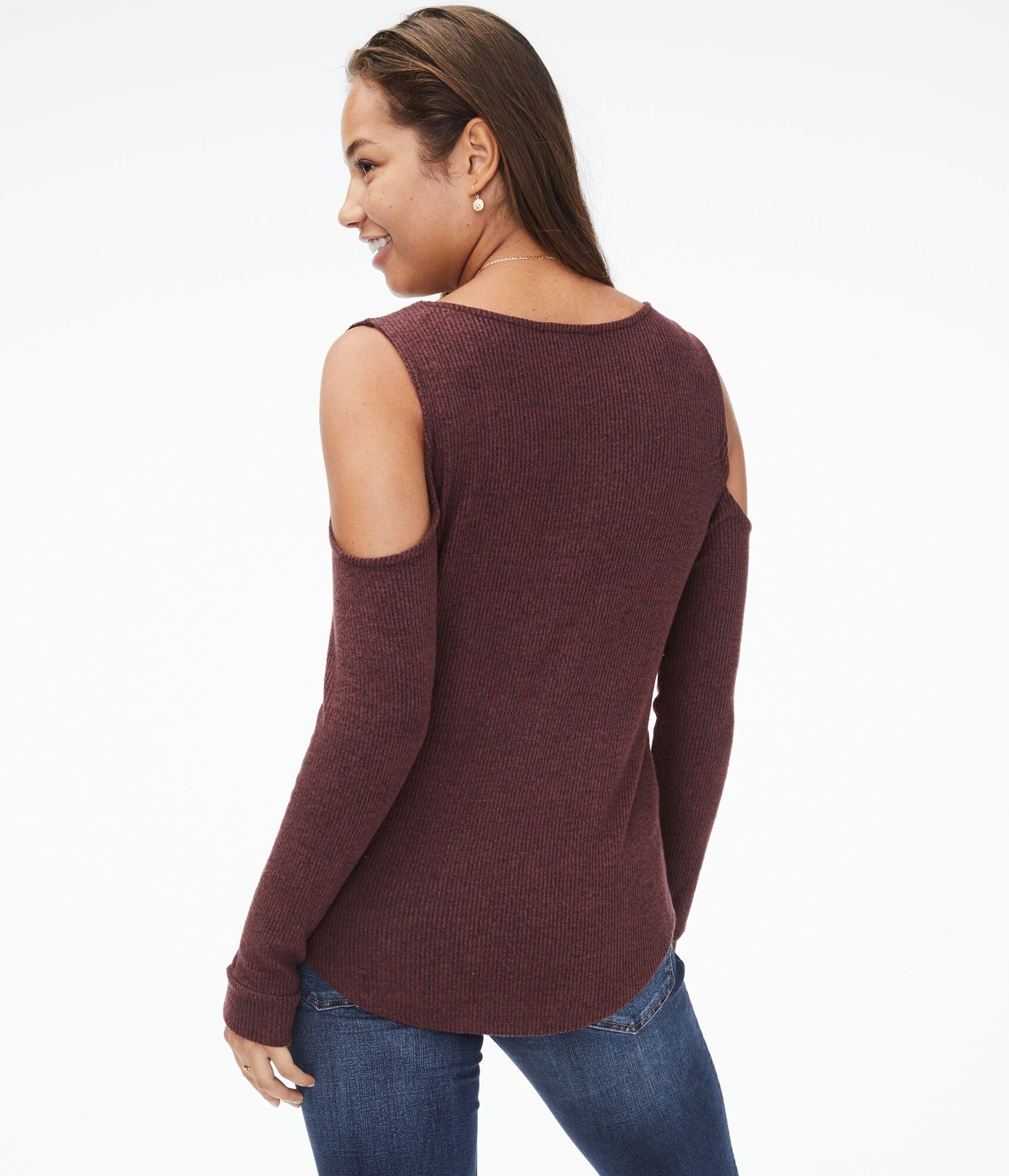 Long Sleeve Strappy Cold-Shoulder Top***