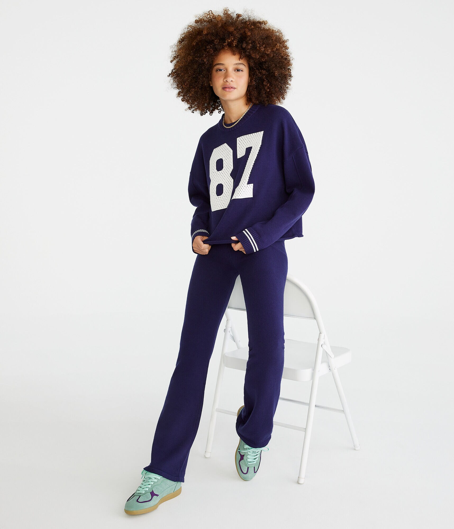 Flare Sports Jersey Fold-Over Sweater Pants