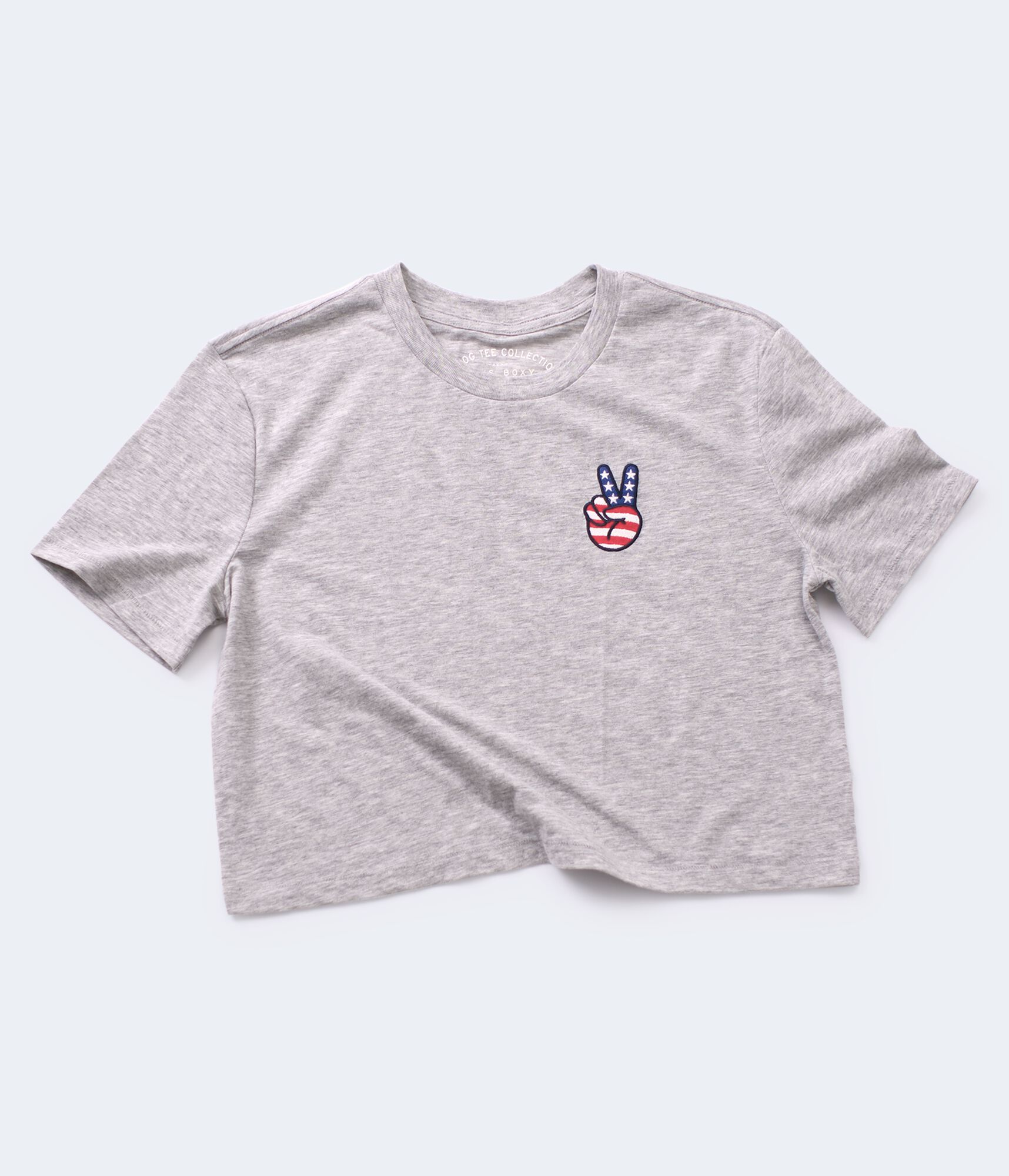Americana Peace Sign Cropped Boxy Graphic Tee