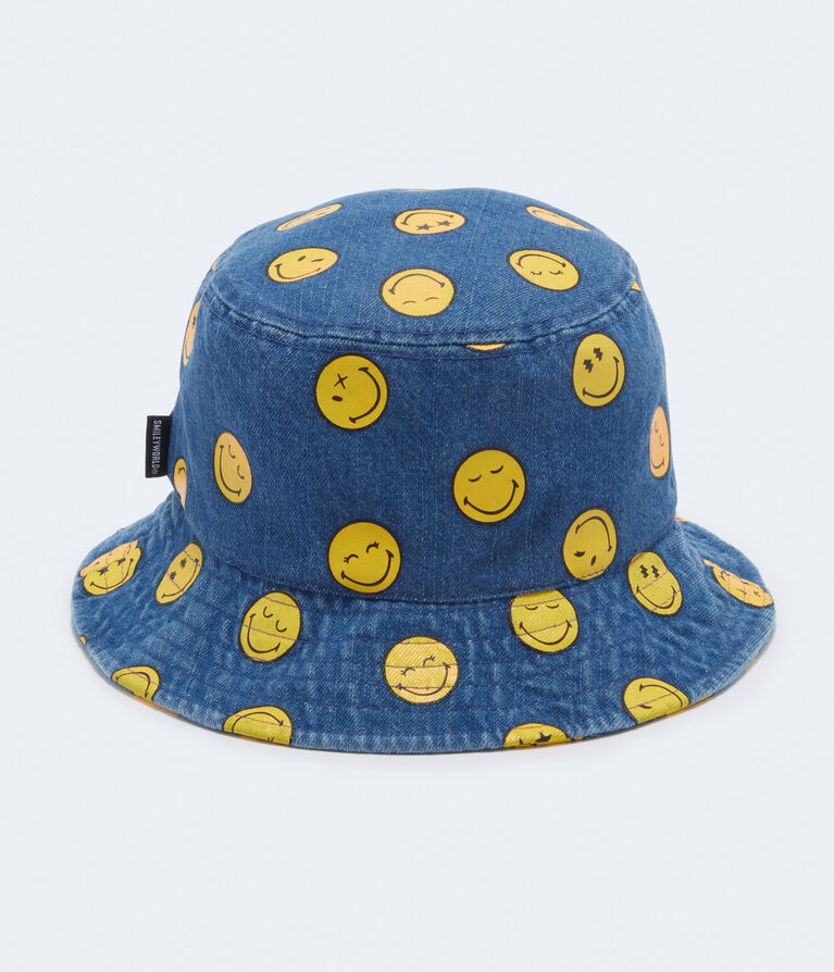 Smiley Face Denim Bucket Hat