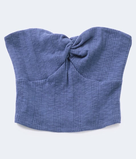 Twist Rib-Knit Cropped Tube Top