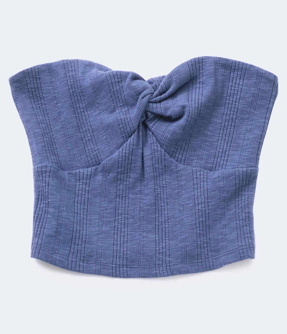 Twist Rib-Knit Cropped Tube Top