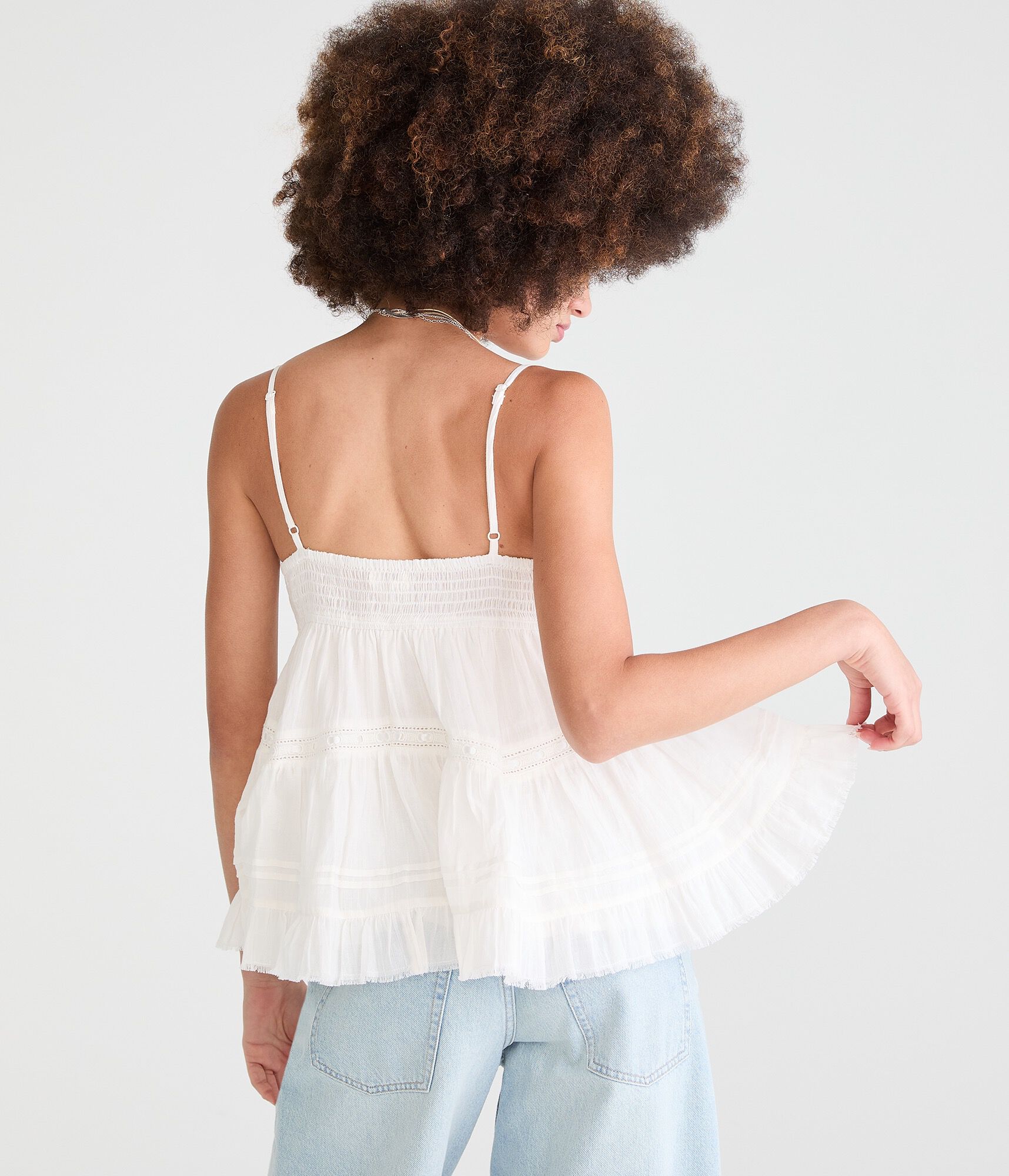 Pleated V-Neck Babydoll Cami