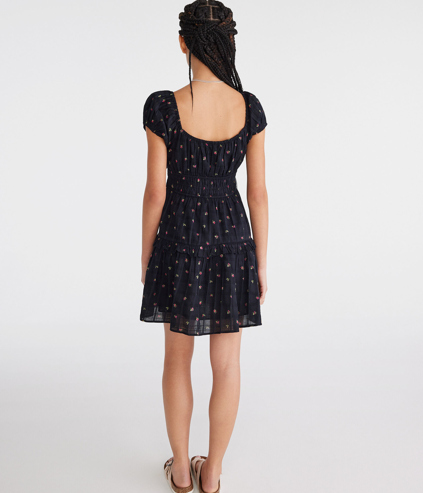 Floral Scoop-Neck Ruffled Fit & Flare Dress