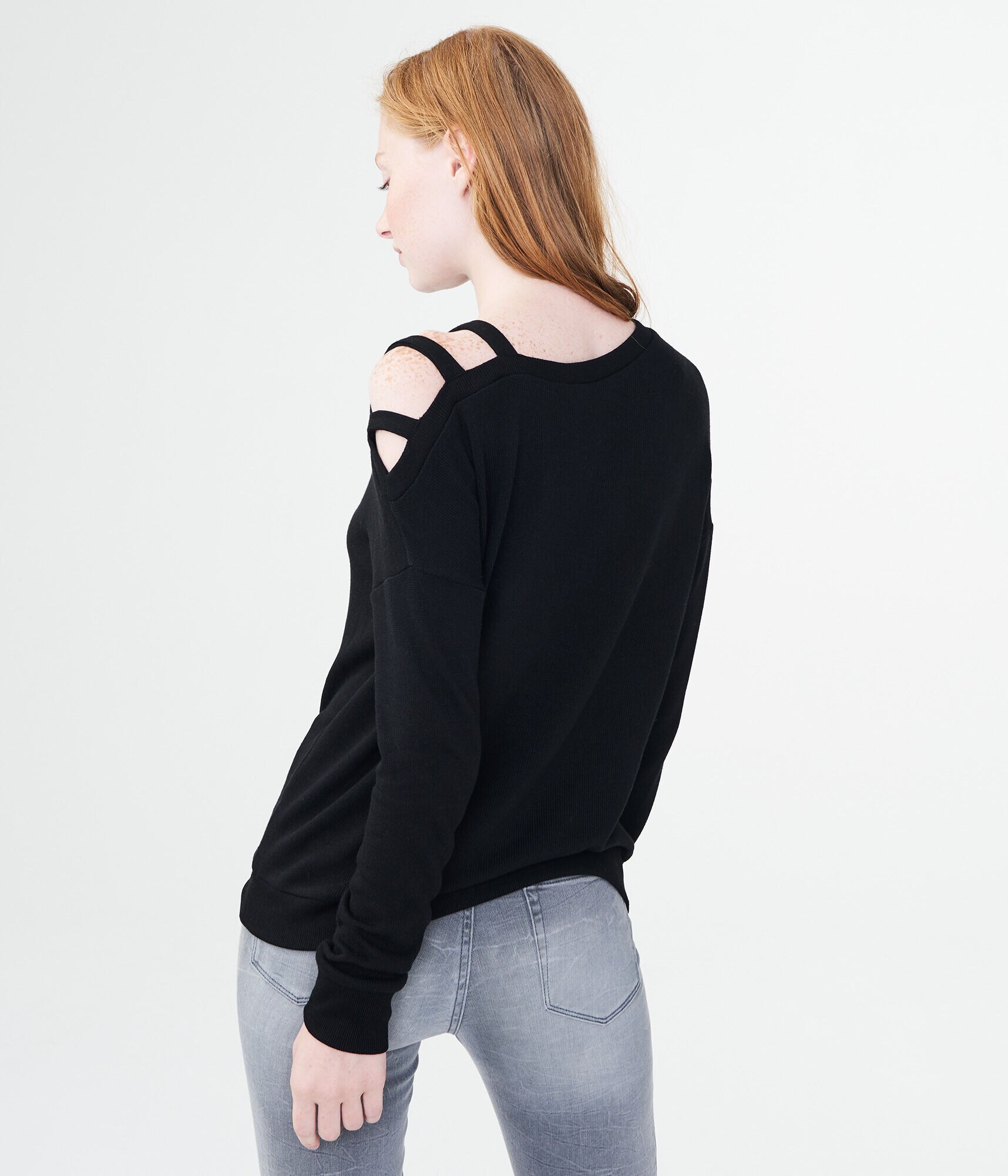 Long Sleeve Strappy-Shoulder Top