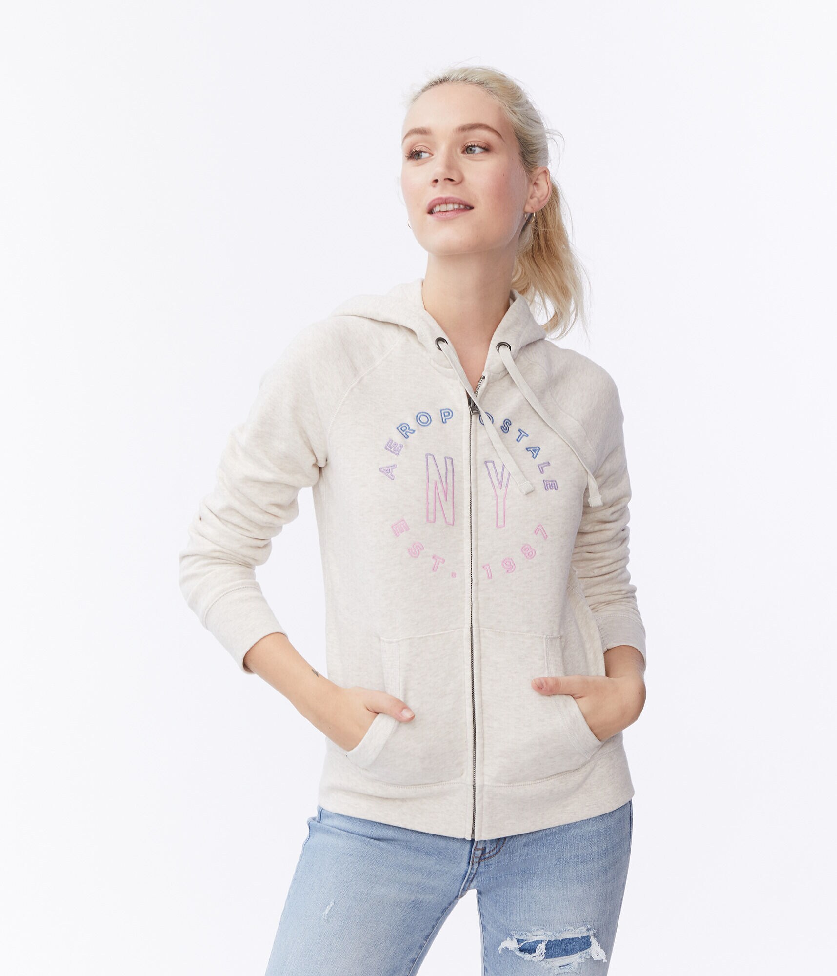 Ombr&eacute; Aeropostale NY Full-Zip Hoodie