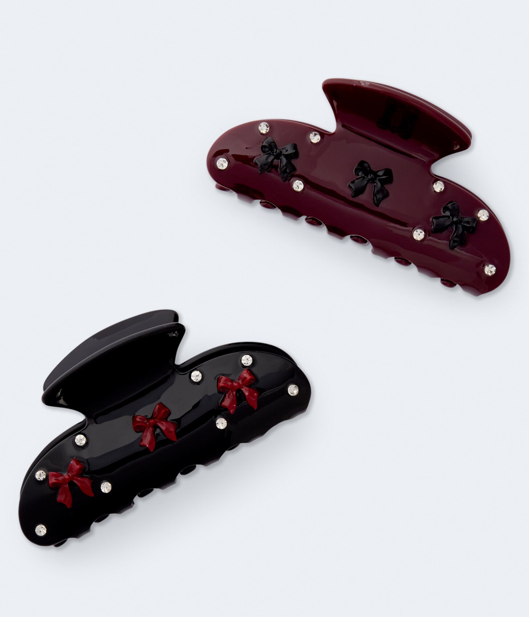 Rhinestones &amp; Bows Claw Hair Clip 2-Pack