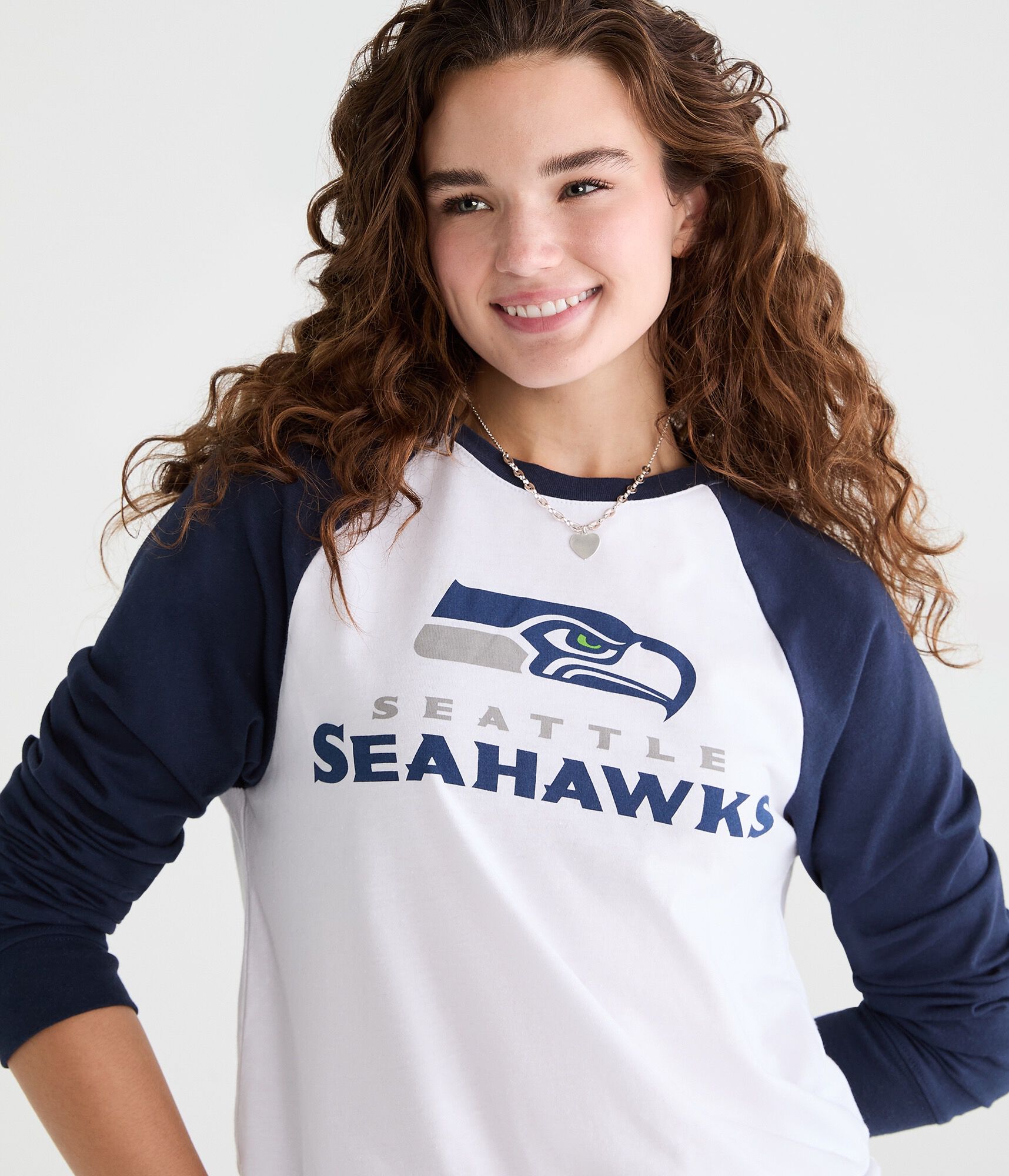 Long Sleeve Seattle Seahawks Relaxed Raglan Graphic Tee