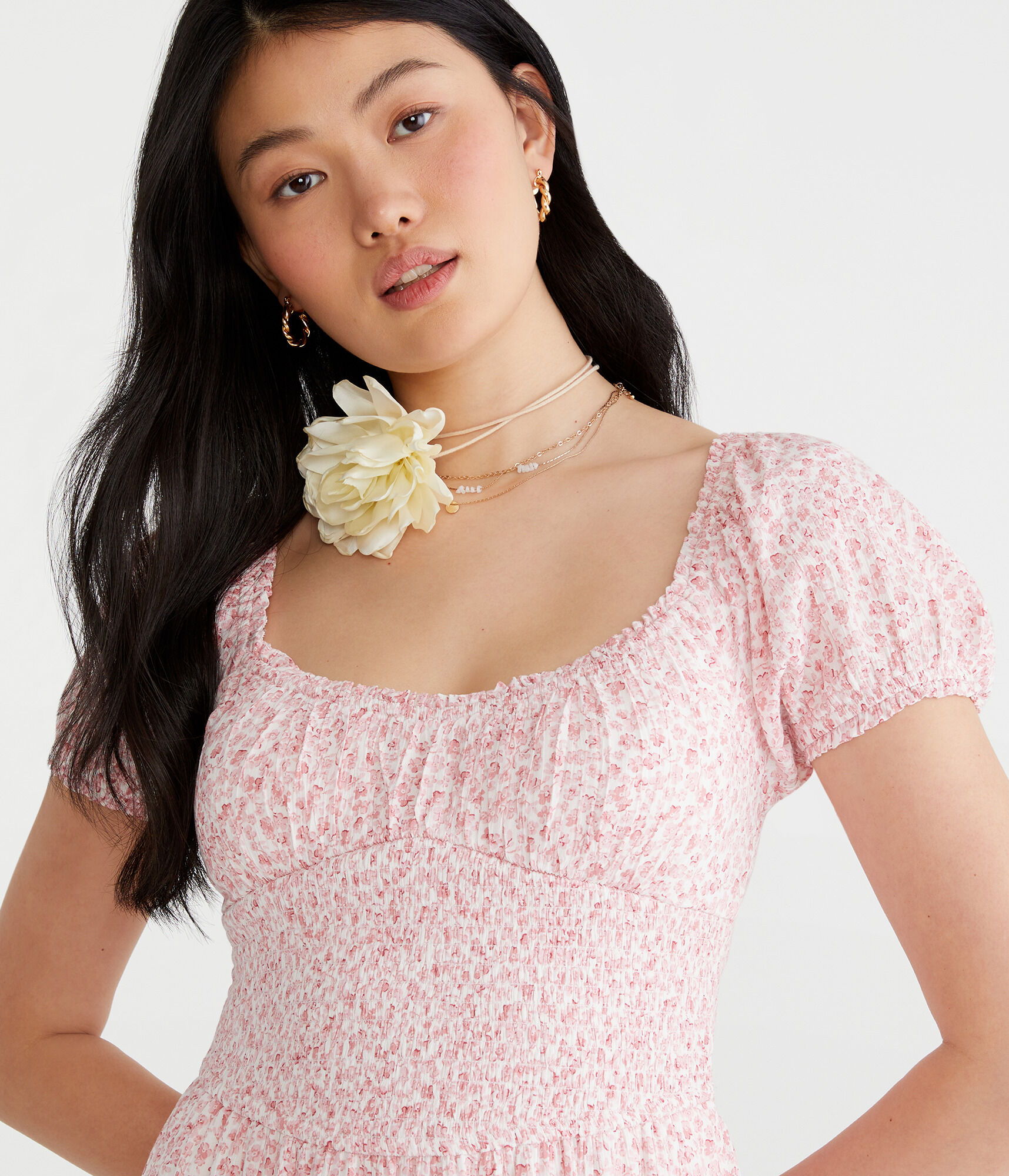 Floral Scoop-Neck Midi Dress