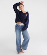 Cloud Soft Teddy Bear Notch-Neck Sweatshirt