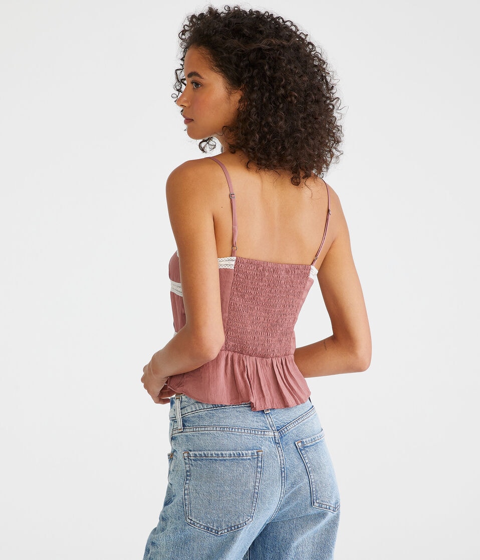 Satin Lace-Trim Cami