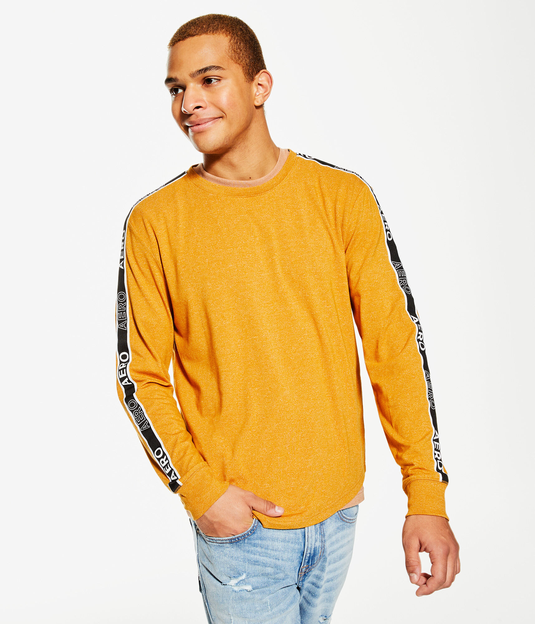 Long Sleeve Heritage Logo Tape Stretch Graphic Tee