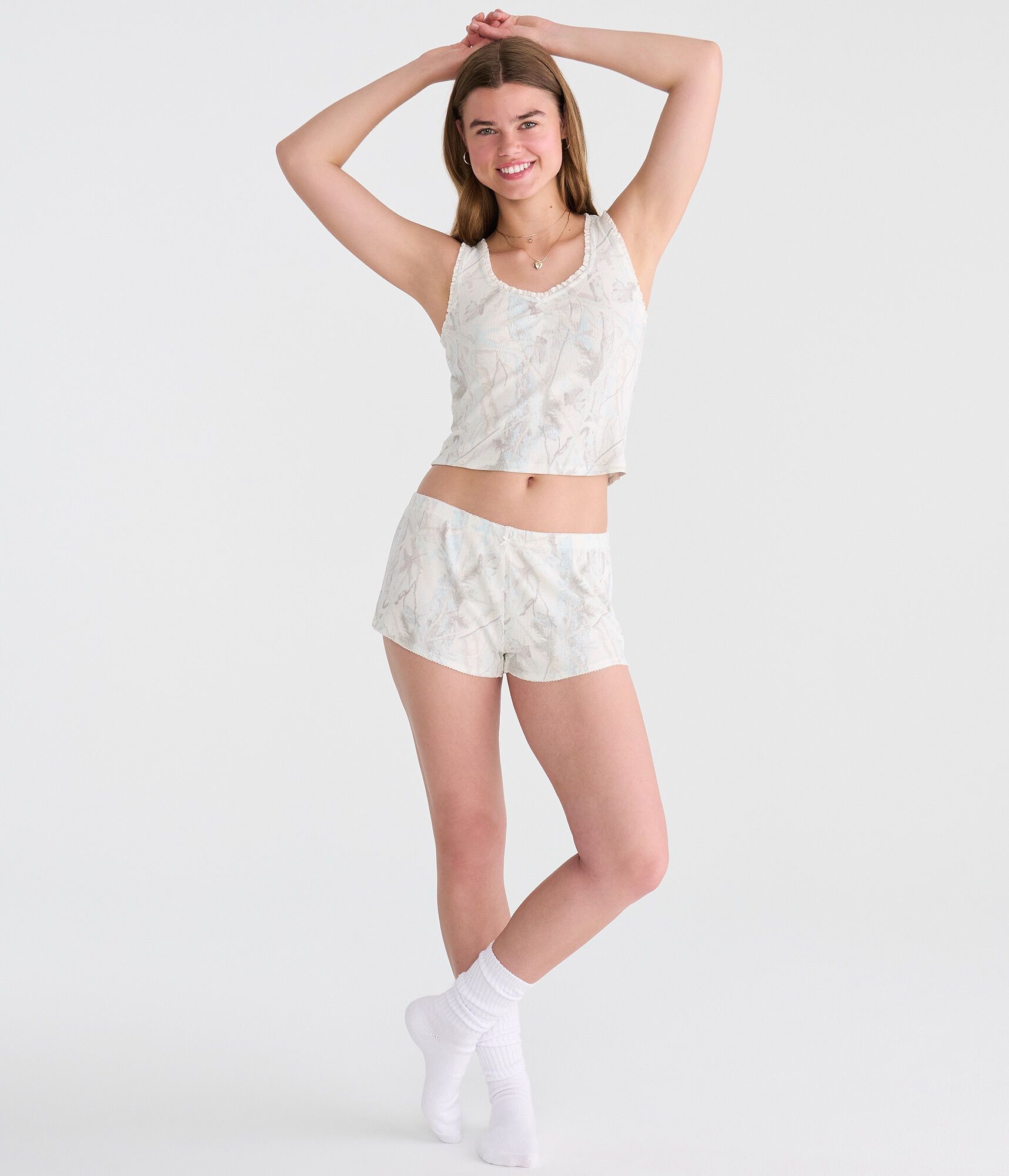 Forest Camo Waffle Sleep Shorts