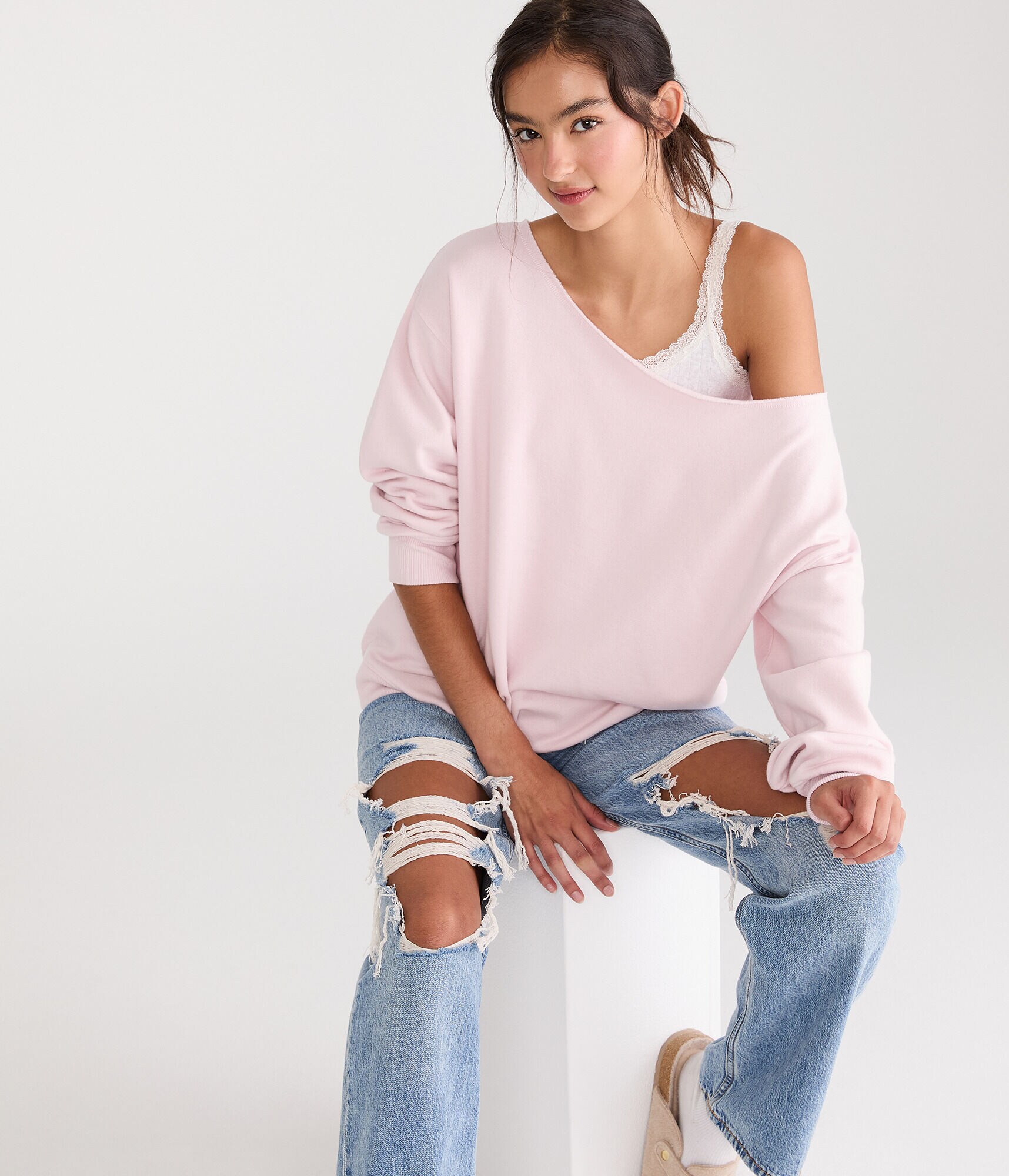 Cloud Soft Oversized Off-The-Shoulder Sweatshirt