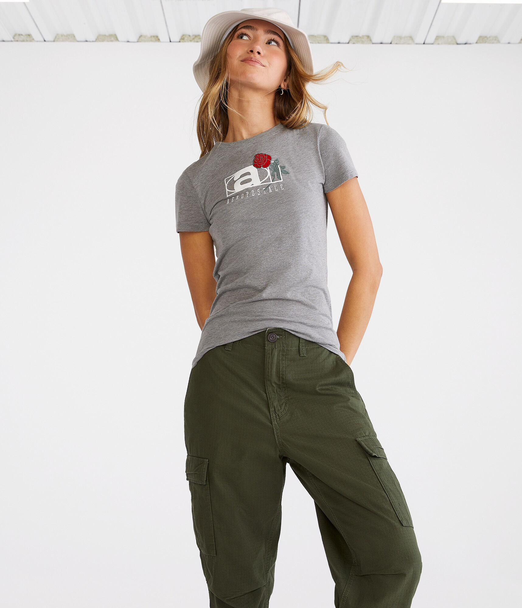 Aeropostale Rose Box Logo Graphic Tee