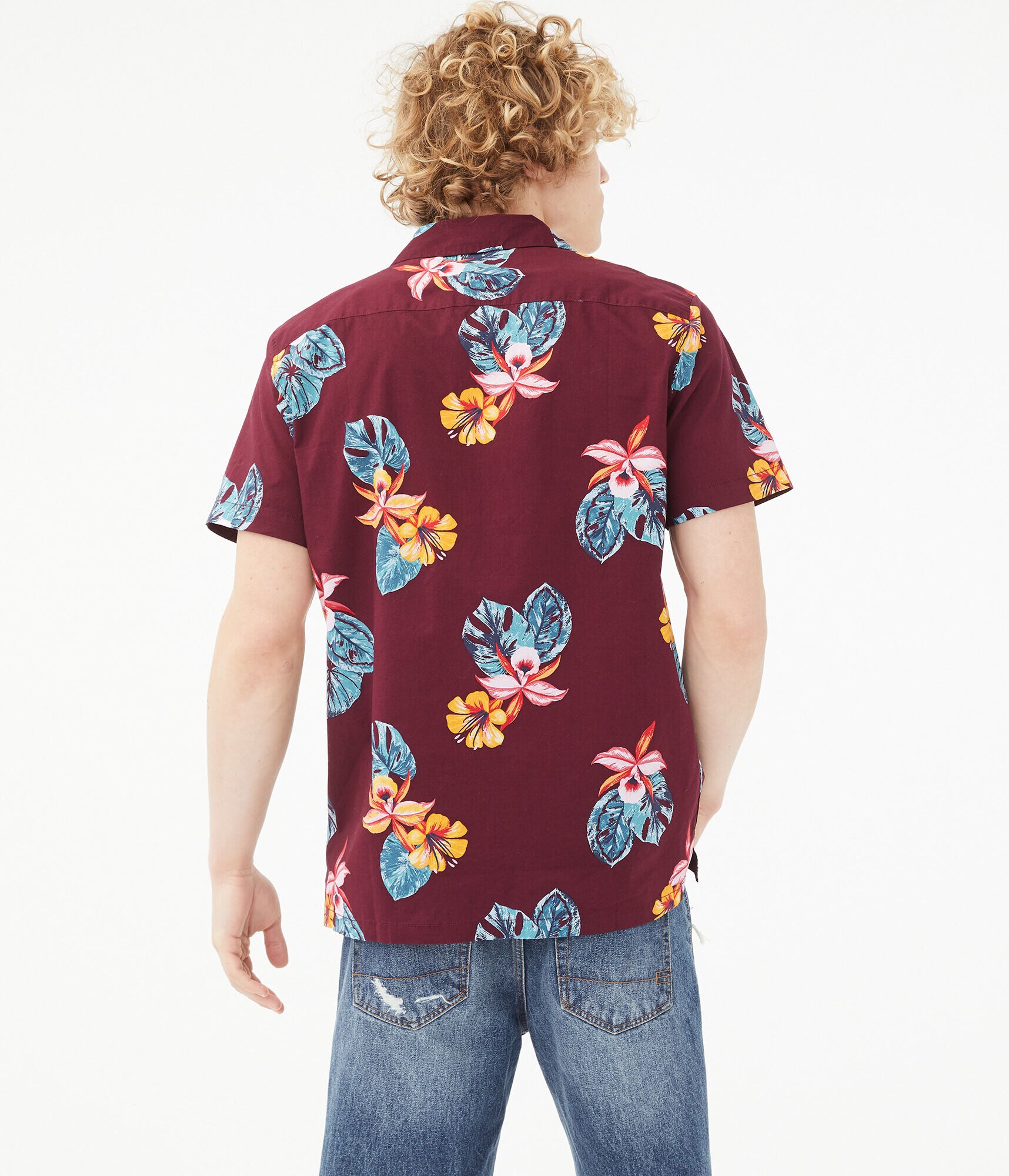 Tropical Flower Button-Down Shirt