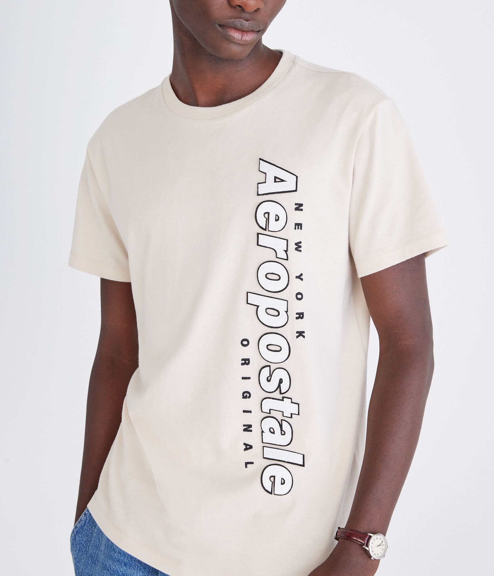 Aeropostale Vertical Appliqué Graphic Tee
