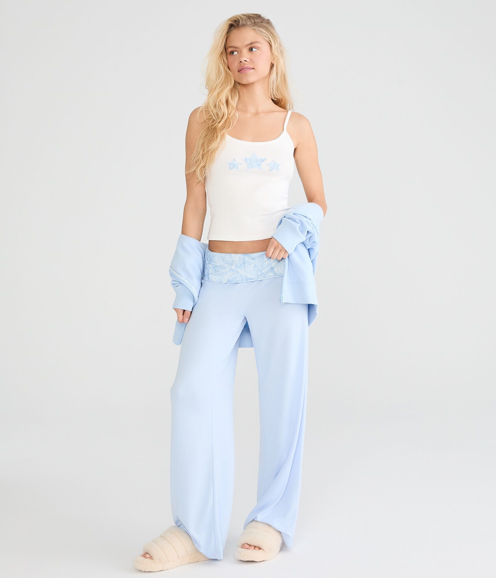 Printed Fold-Over Sleep Pants