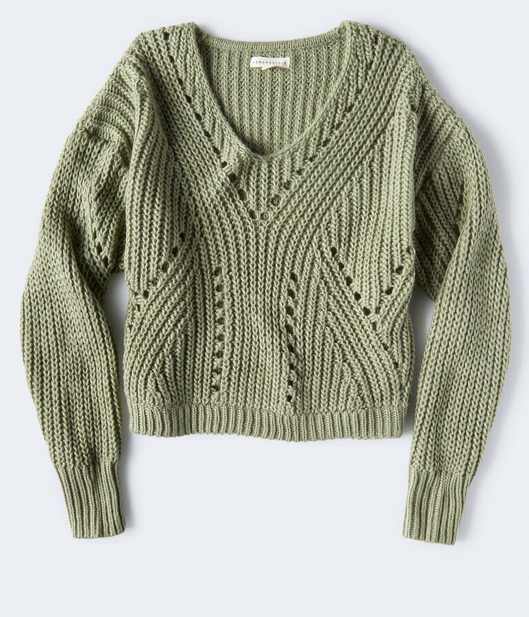 Chunky Knit V-Neck Sweater - Main Image