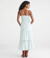 Solid Sweetheart Eyelet Midi Dress