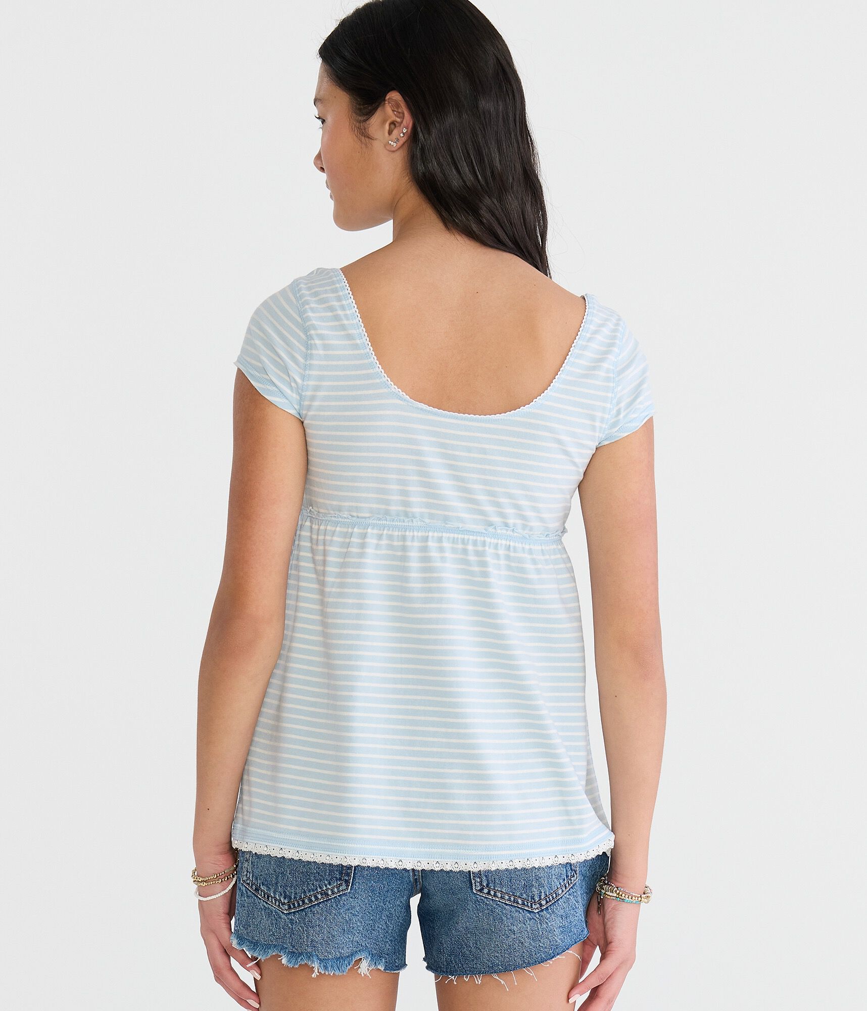 Seriously Soft Striped Y2K Babydoll Henley