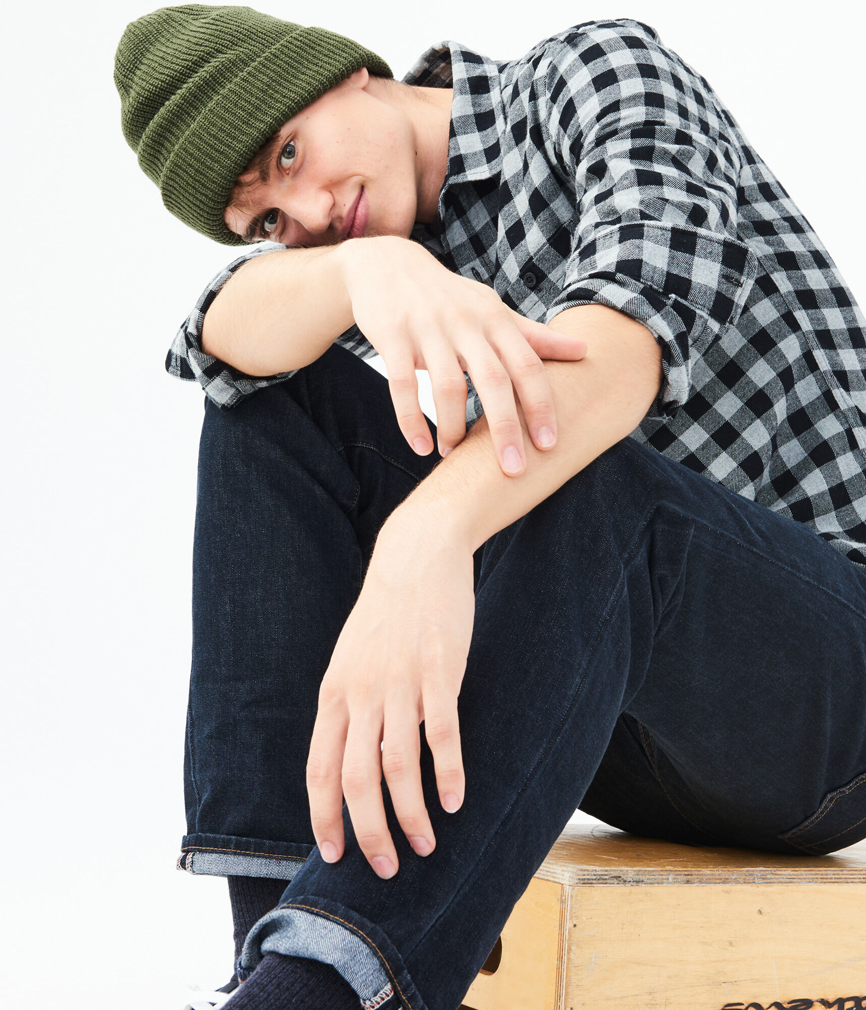 Long Sleeve Buffalo Plaid Flannel Woven Shirt